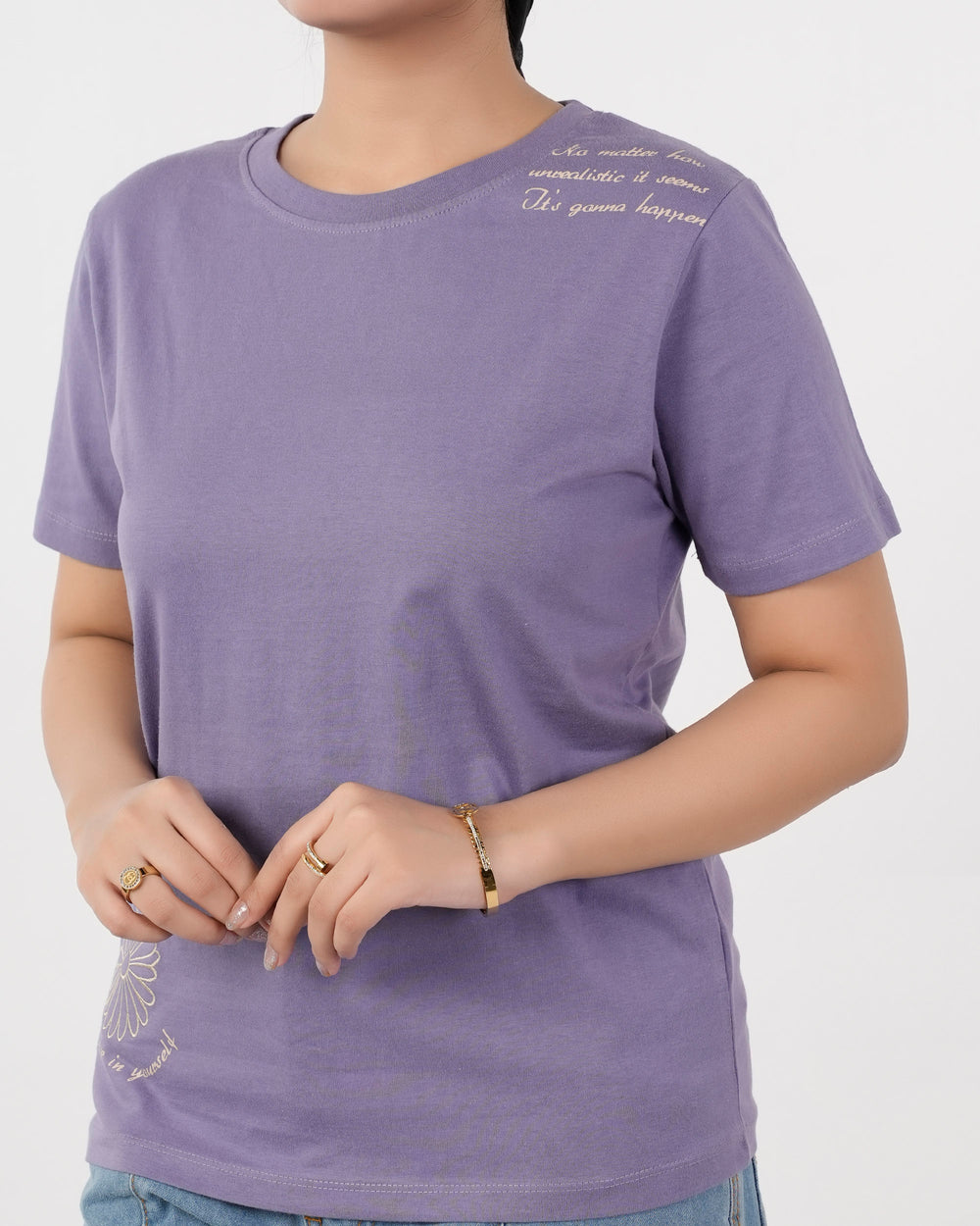 Eminent Women's Half Sleeves Printed T-Shirt - Purple, Women T-Shirts & Tops, Eminent, Chase Value