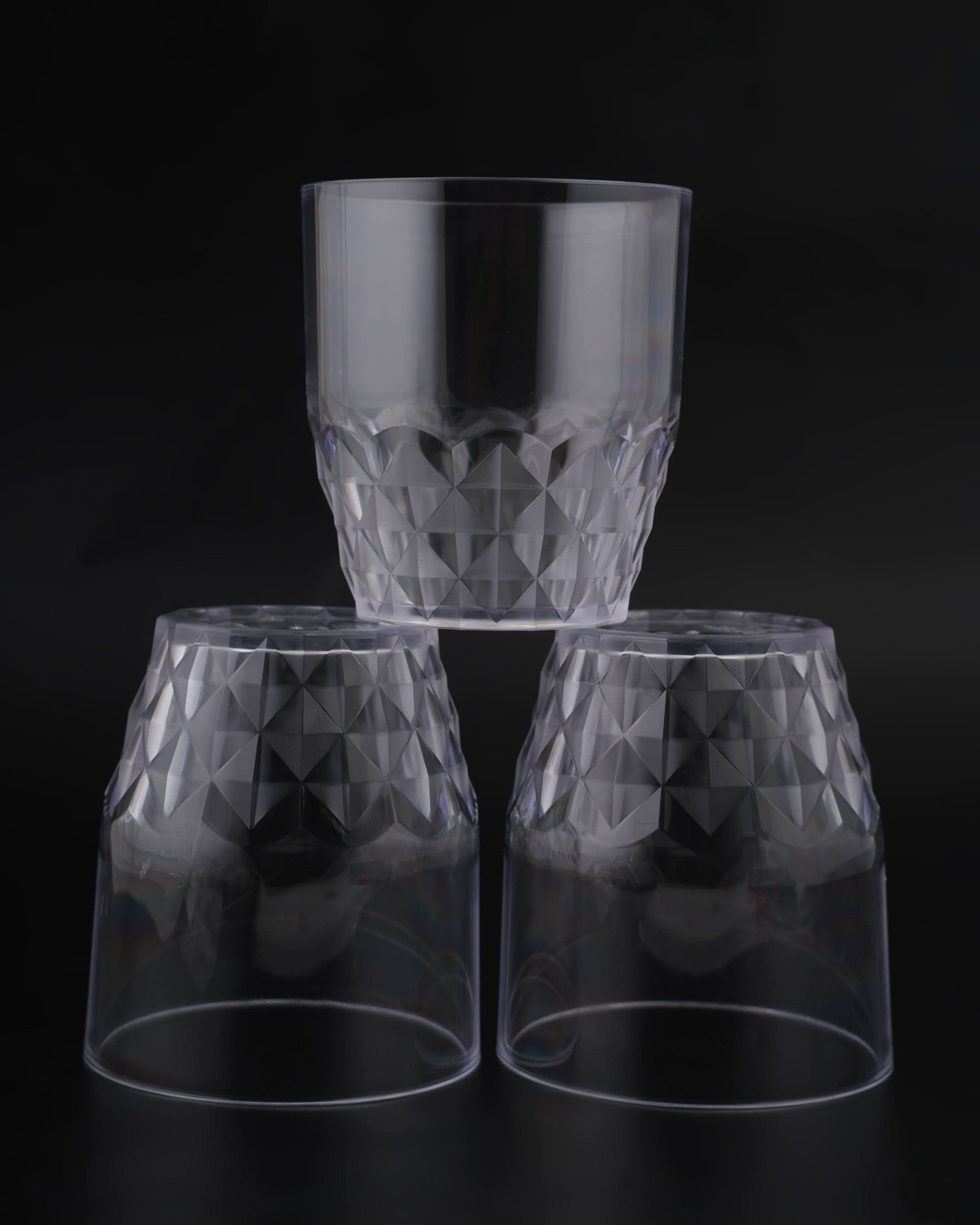 H&T Frosted Diamond 3Pc Glass Set - White, Glassware & Drinkware, Chase Value, Chase Value