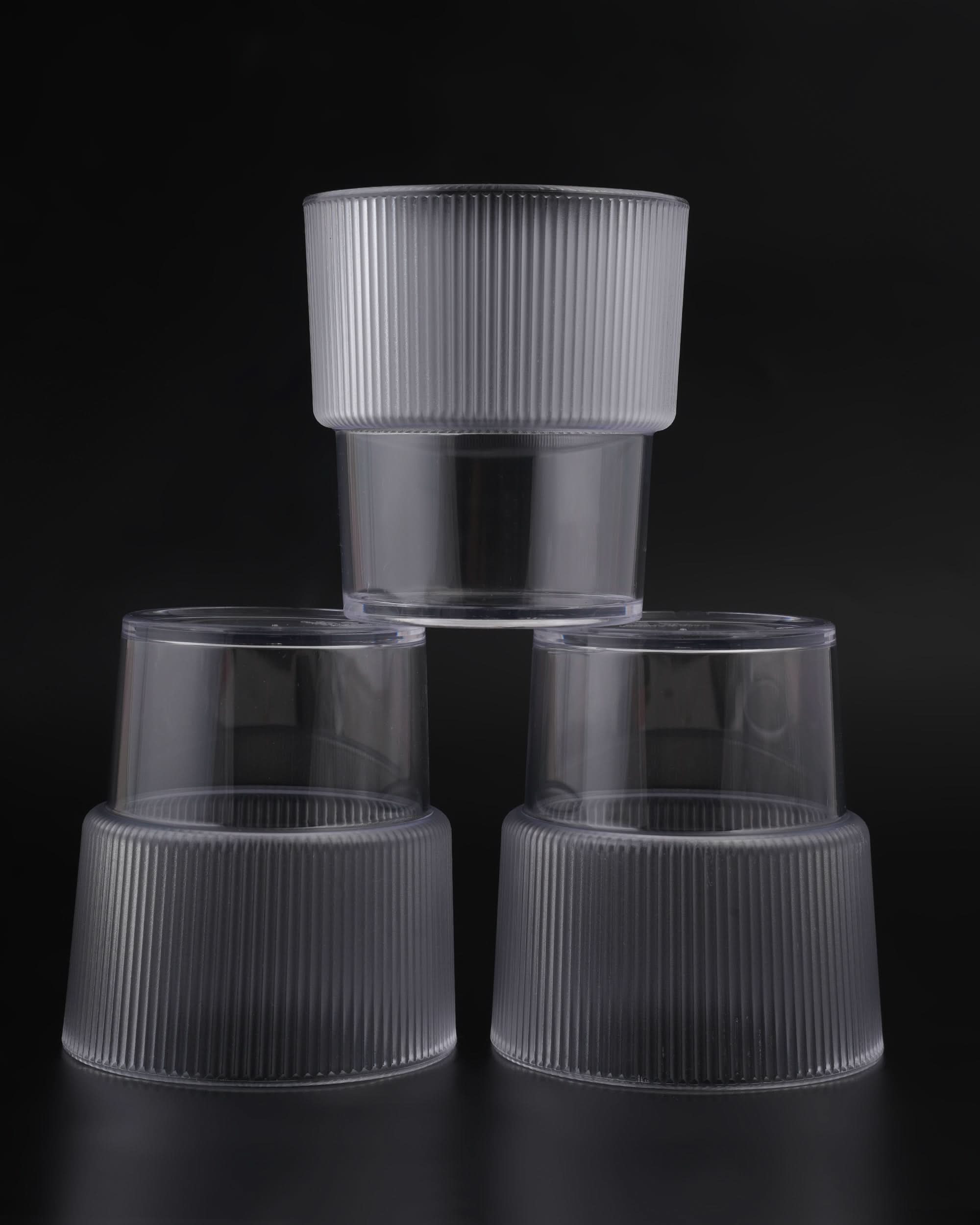 H&T Frosted Stackable 3Pc Glass Set - White, Glassware & Drinkware, Chase Value, Chase Value