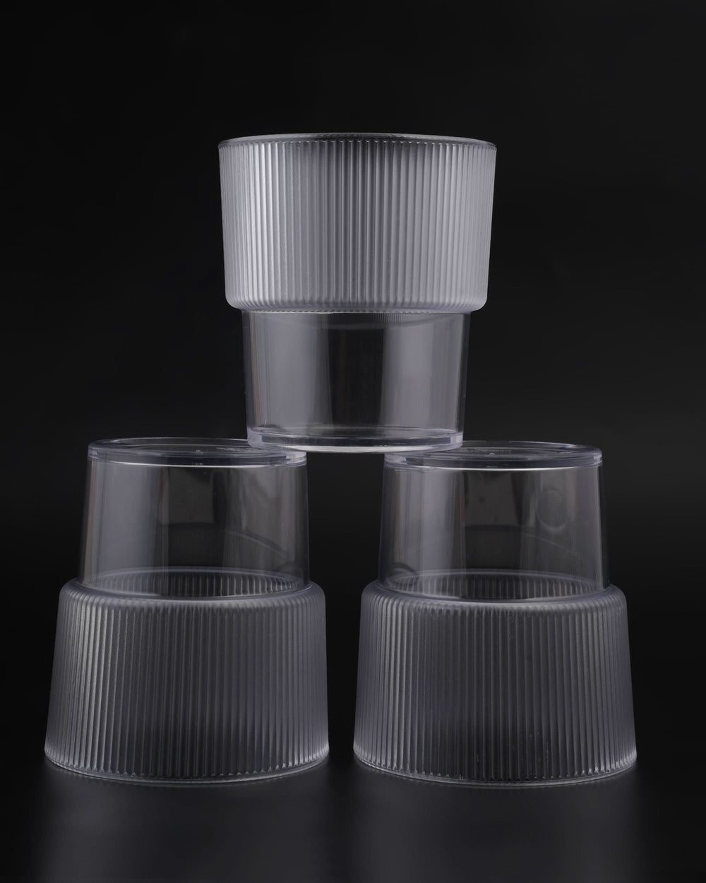 H&T Frosted Stackable 3Pc Glass Set - White, Glassware & Drinkware, Chase Value, Chase Value