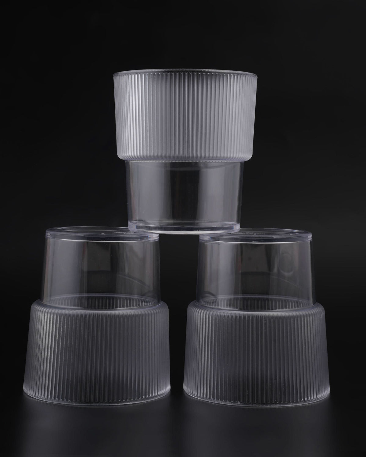 H&T Frosted Stackable 3Pc Glass Set - White, Glassware & Drinkware, Chase Value, Chase Value