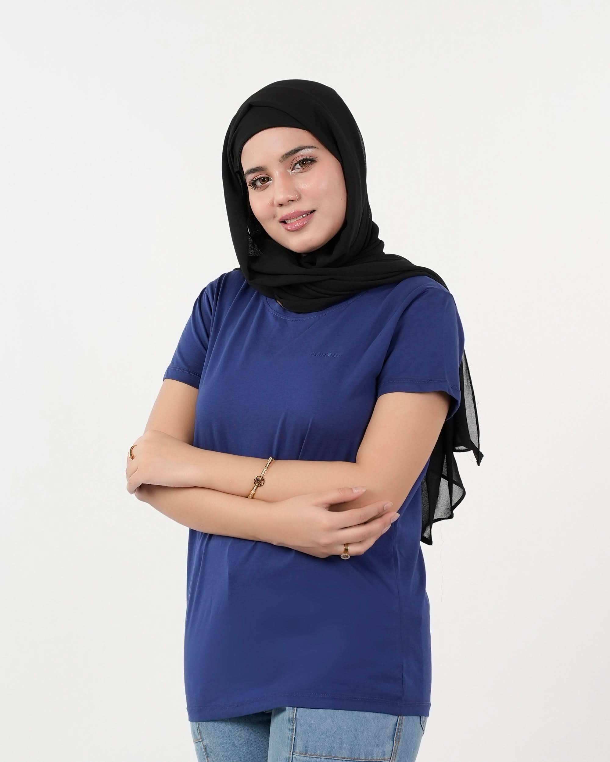 Eminent Women's Half Sleeves Printed T-Shirt - Navy Blue, Women T-Shirts & Tops, Eminent, Chase Value