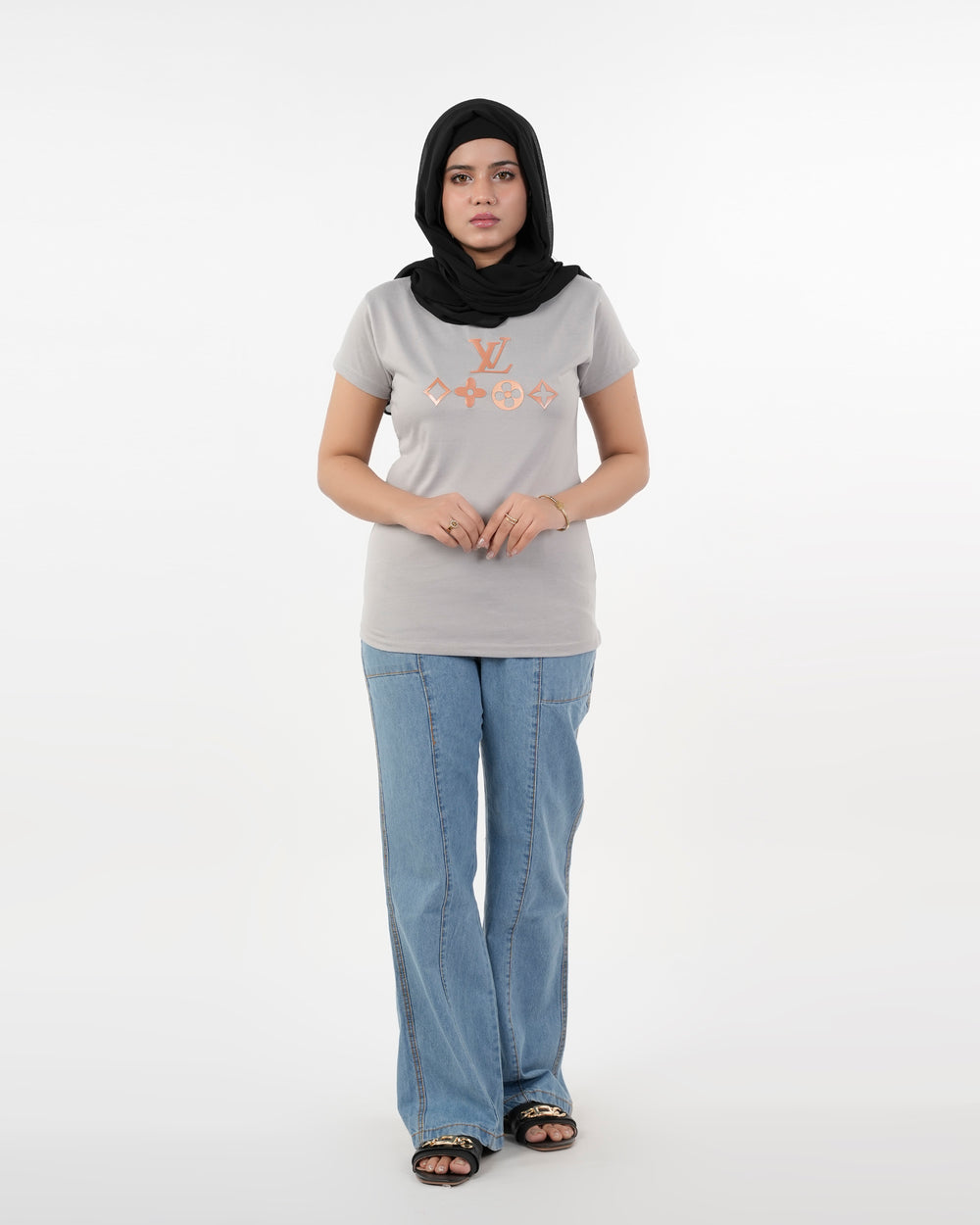 Women's Printed Half Sleeves T-Shirt - Grey, Women T-Shirts & Tops, Chase Value, Chase Value