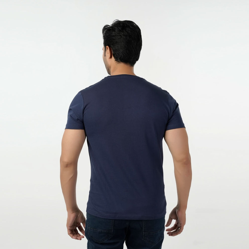 Eminent Men's Round Neck Half Sleeves Printed T-Shirt - Mid Blue, Men's T-Shirts & Polos, Eminent, Chase Value