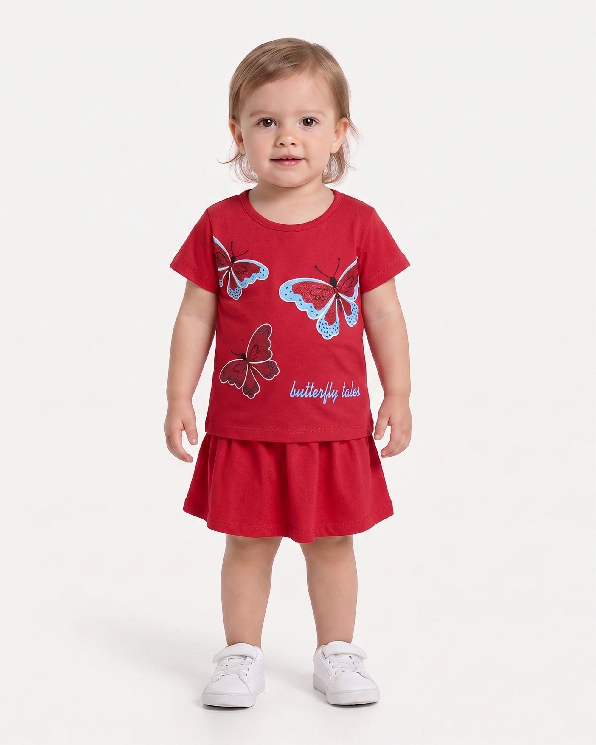 Valuables Girls Half Sleeve Skirt Suit