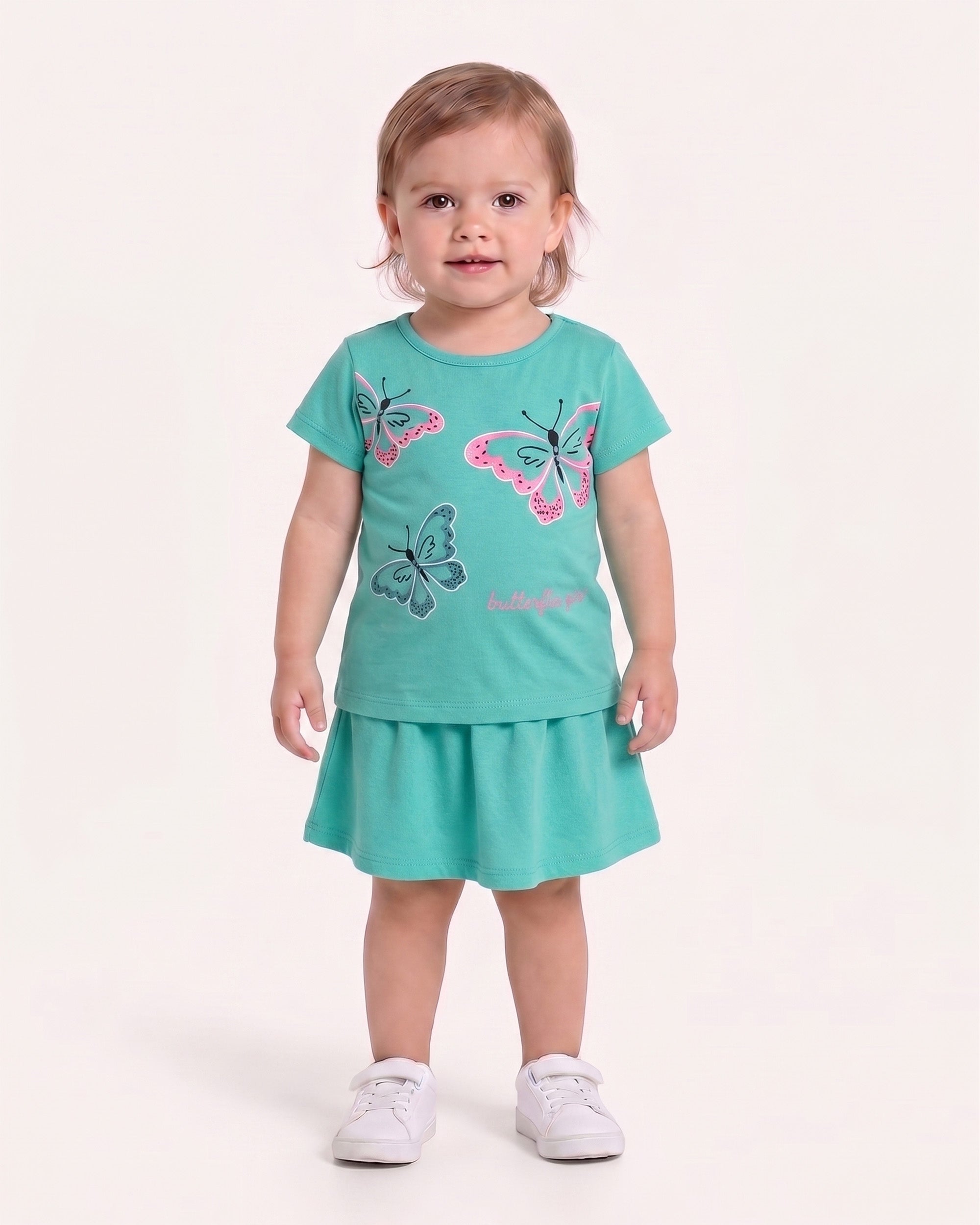 Valuables Girls Half Sleeve Skirt Suit