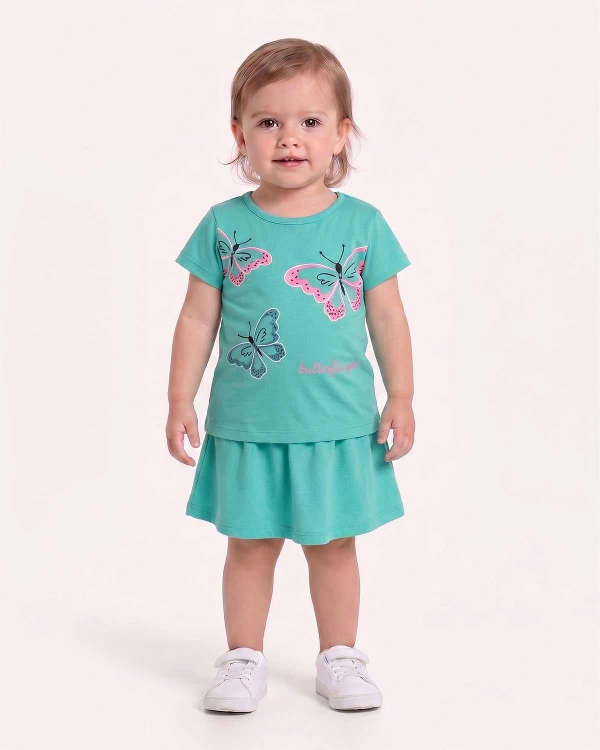Valuables Girls Half Sleeve Skirt Suit