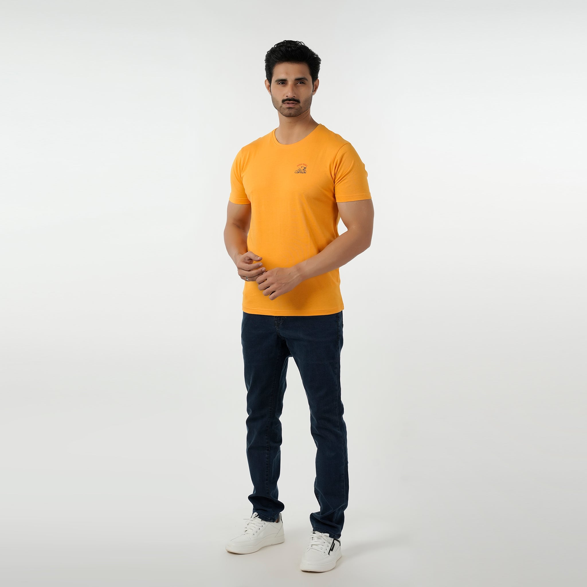 Eminent Men's Round Neck Half Sleeves Printed T-Shirt - Yellow, Men's T-Shirts & Polos, Eminent, Chase Value