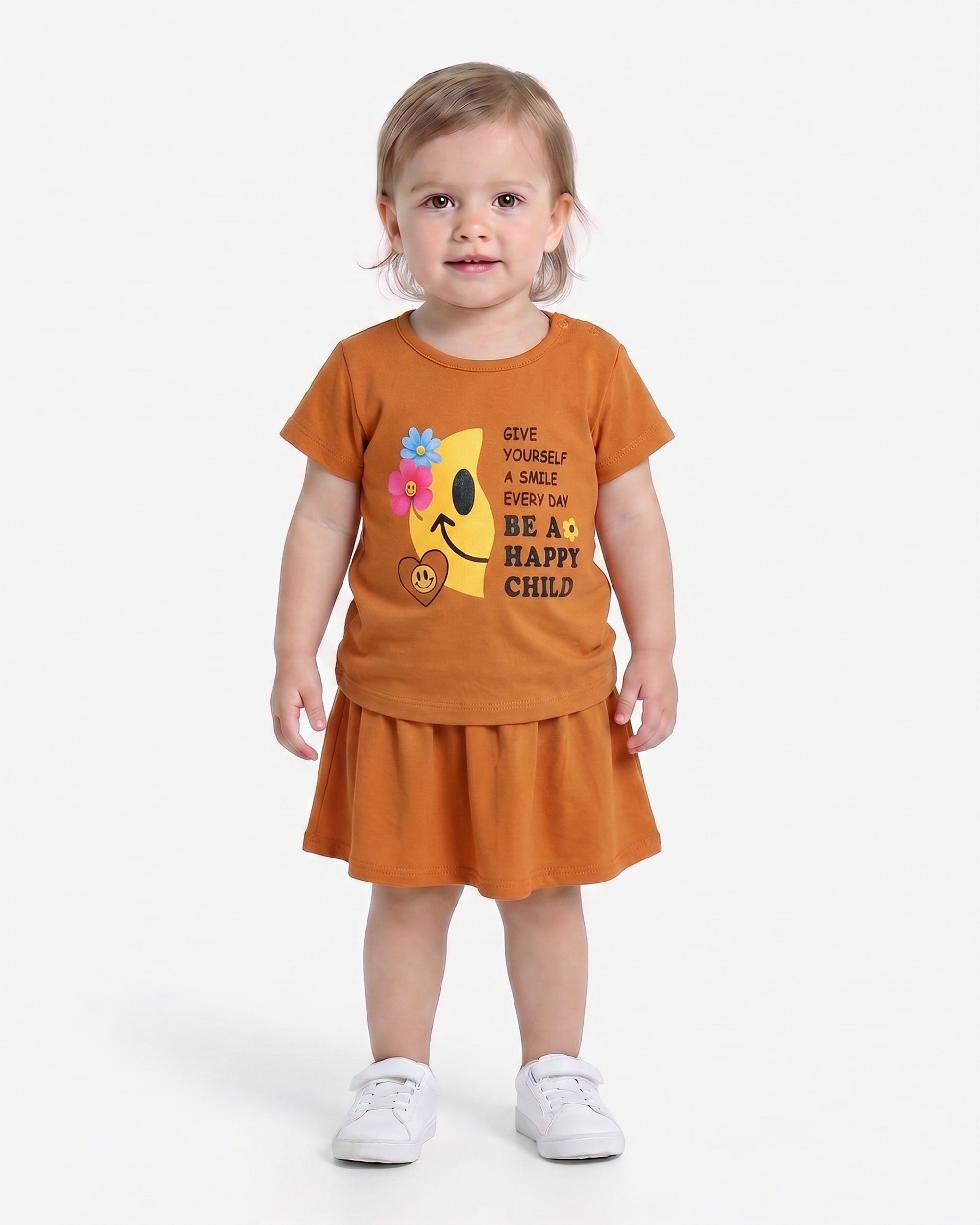 Valuables Girls Half Sleeve Skirt Suit