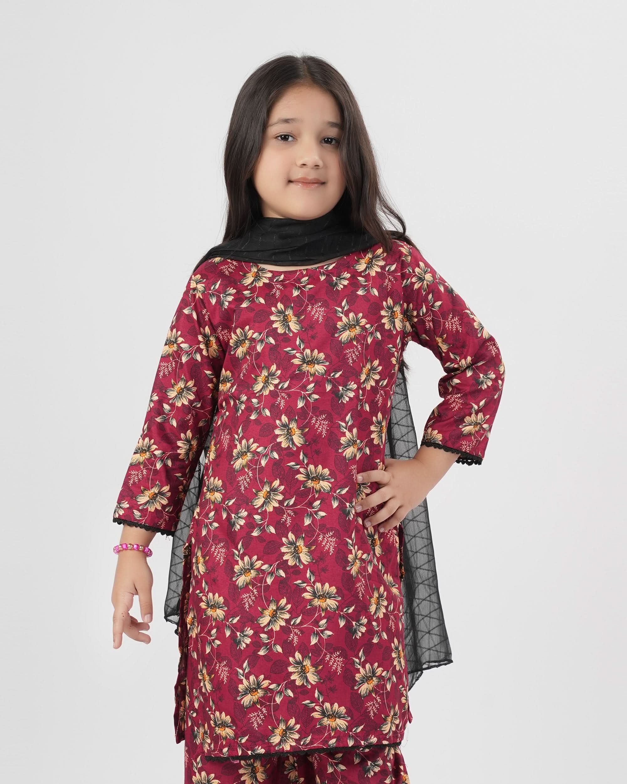 Valuables Girl’s 3PCS Suit, Girls Shalwar Kameez, Chase Value, Chase Value
