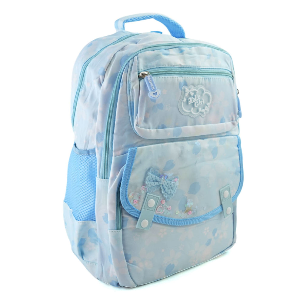 Girls Backpack – Hello Girl Printed Bag for School or Travel - Sky Blue, School Bags, Chase Value, Chase Value