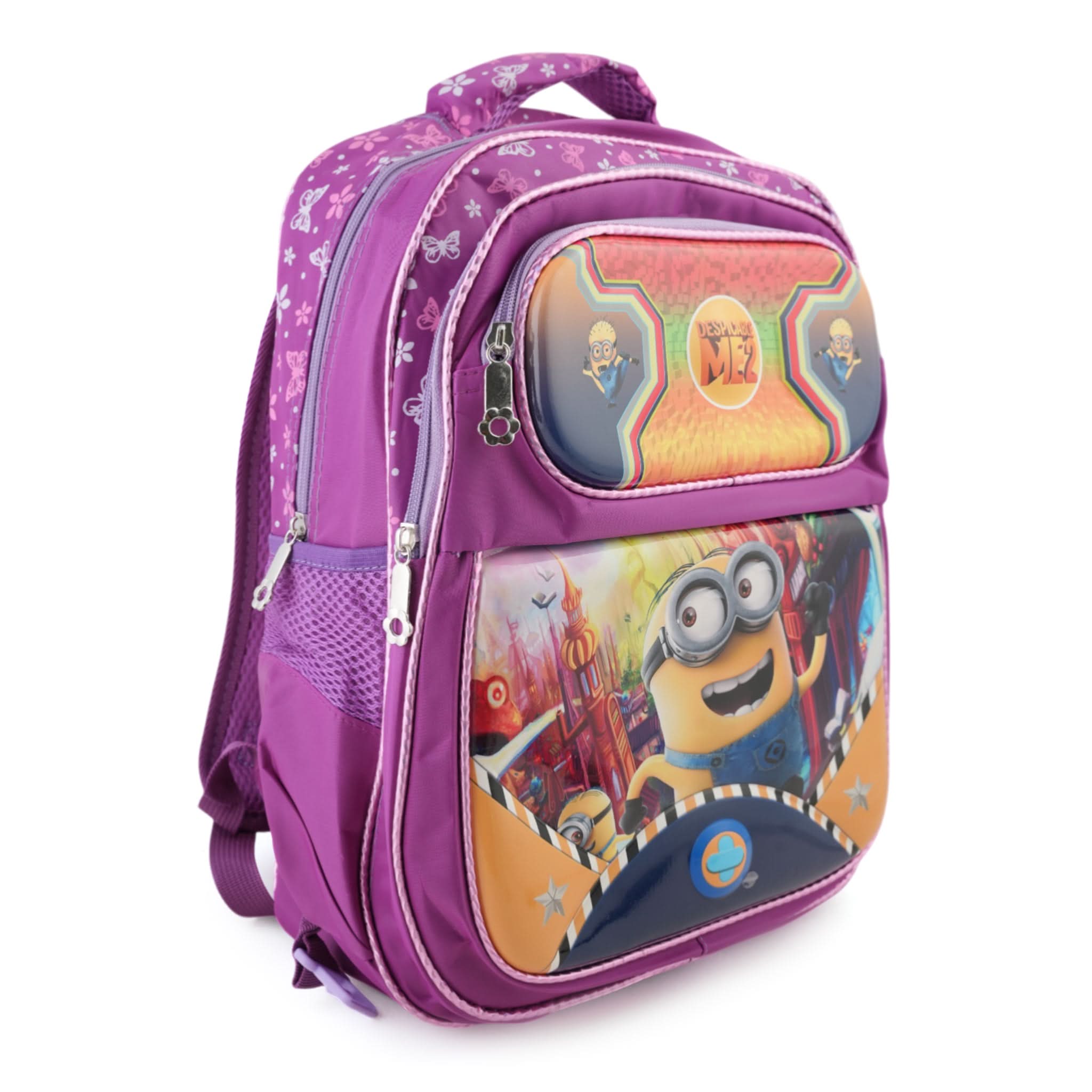 Kids Character Backpack – 18" School Bag with Cartoon Print - Purple, School Bags, Chase Value, Chase Value