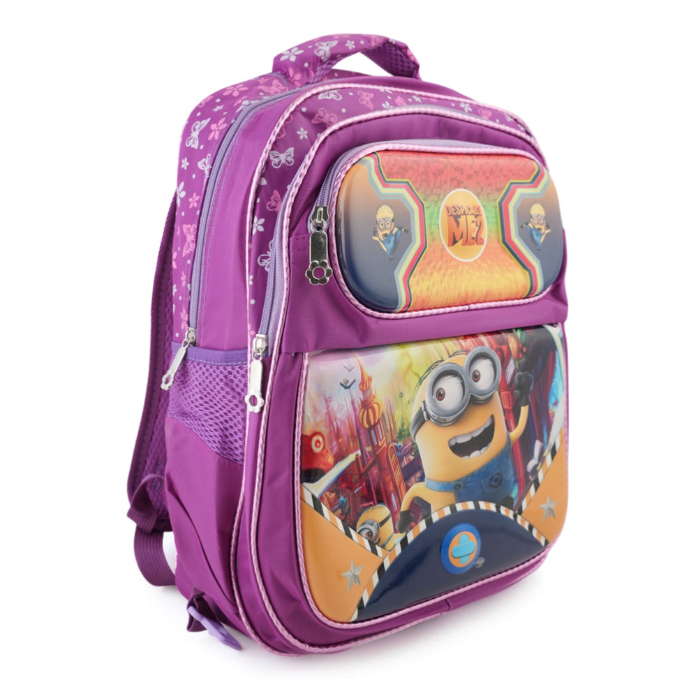 Kids Character Backpack – 18" School Bag with Cartoon Print - Purple, School Bags, Chase Value, Chase Value