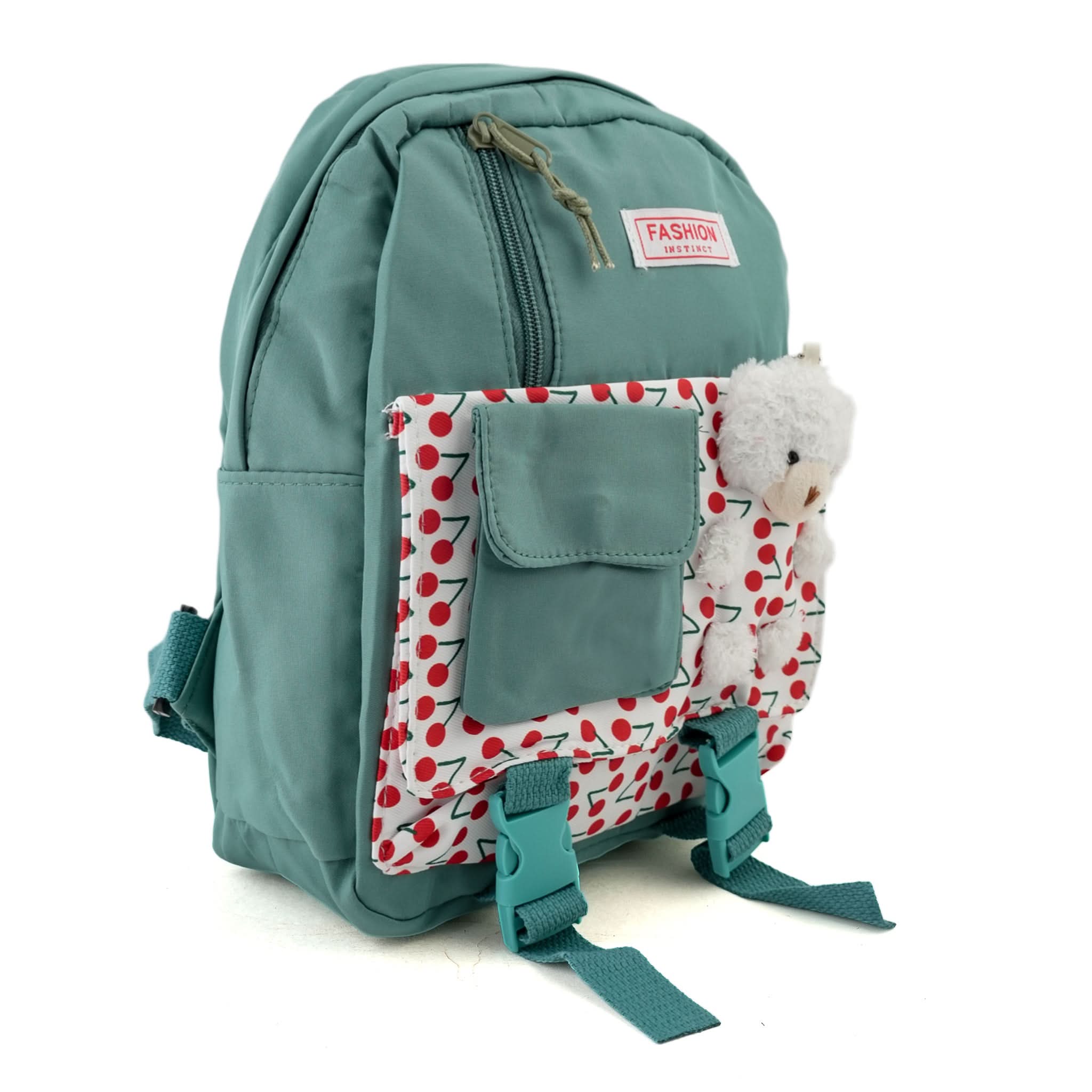 Kids Backpack with Teddy – 10" Inch Plush Bag for Toddlers - Steel Green, School Bags, Chase Value, Chase Value