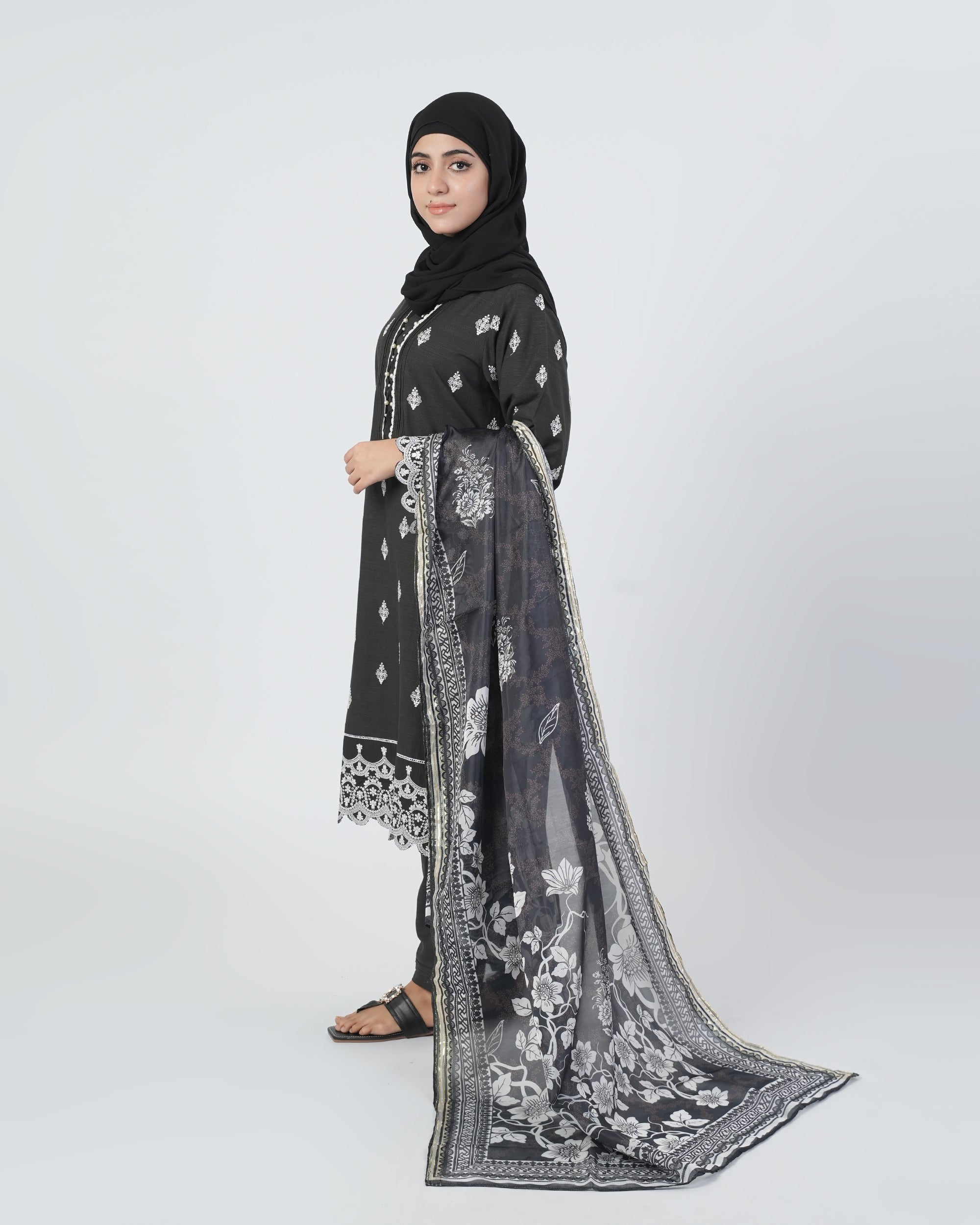 Eminent Women'S Dyed Slub 3Pcs Suit - Black