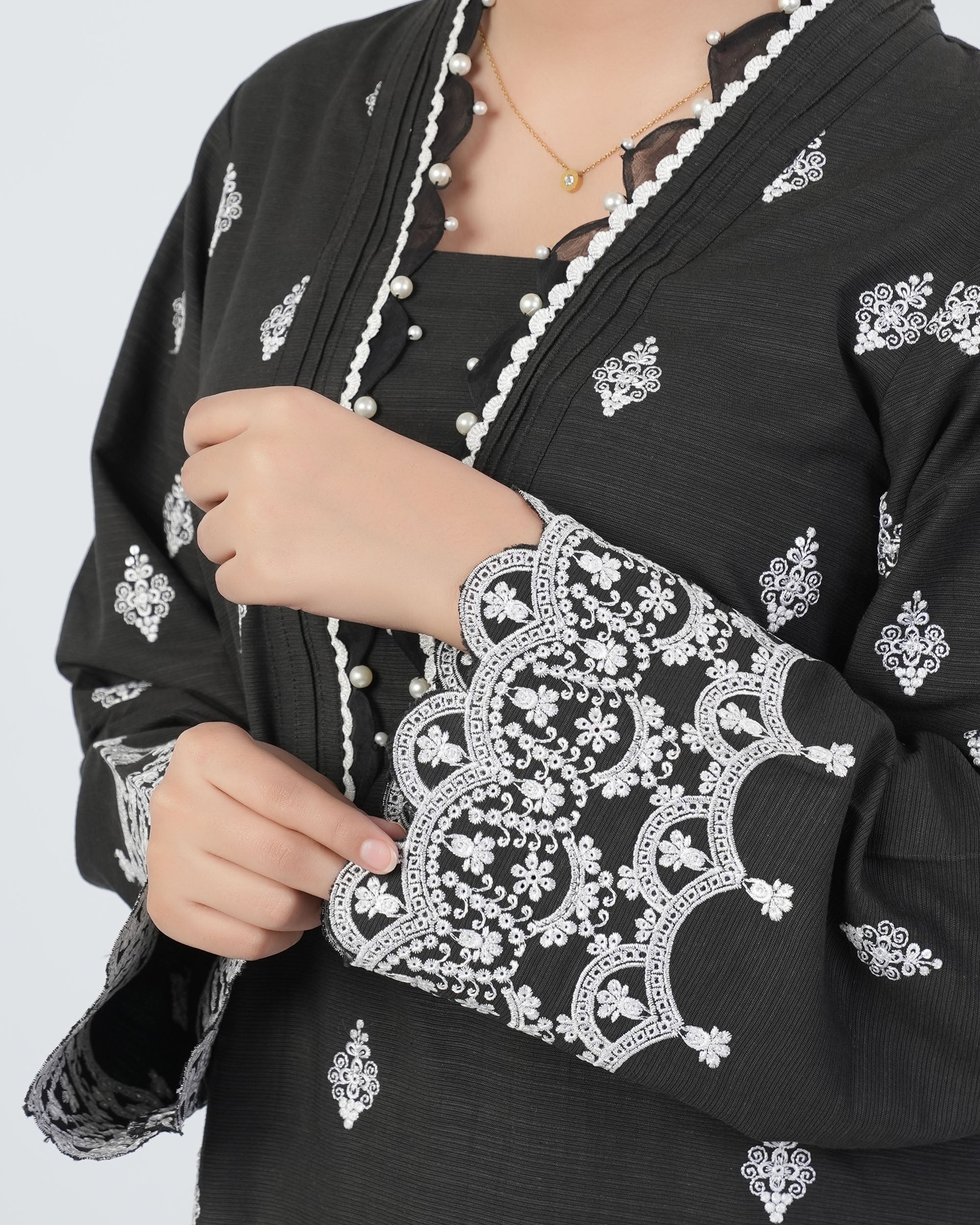 Eminent Women'S Dyed Slub 3Pcs Suit - Black