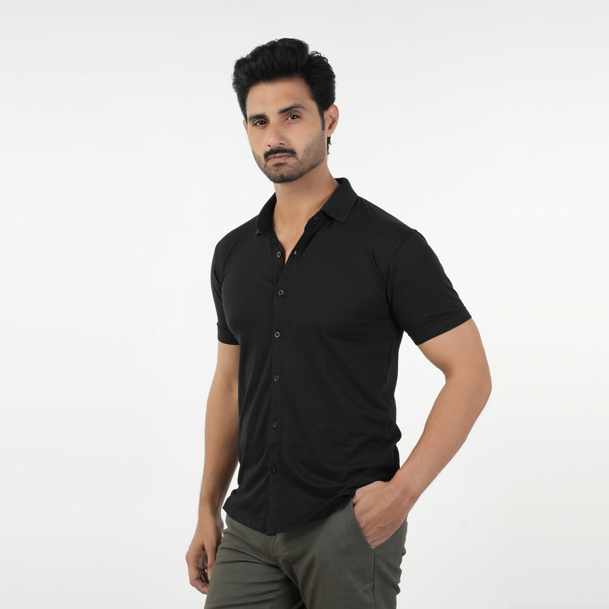 Eminent Men's Half Sleeves Polo Front Open Shirt - Black, Men's Shirts, Eminent, Chase Value