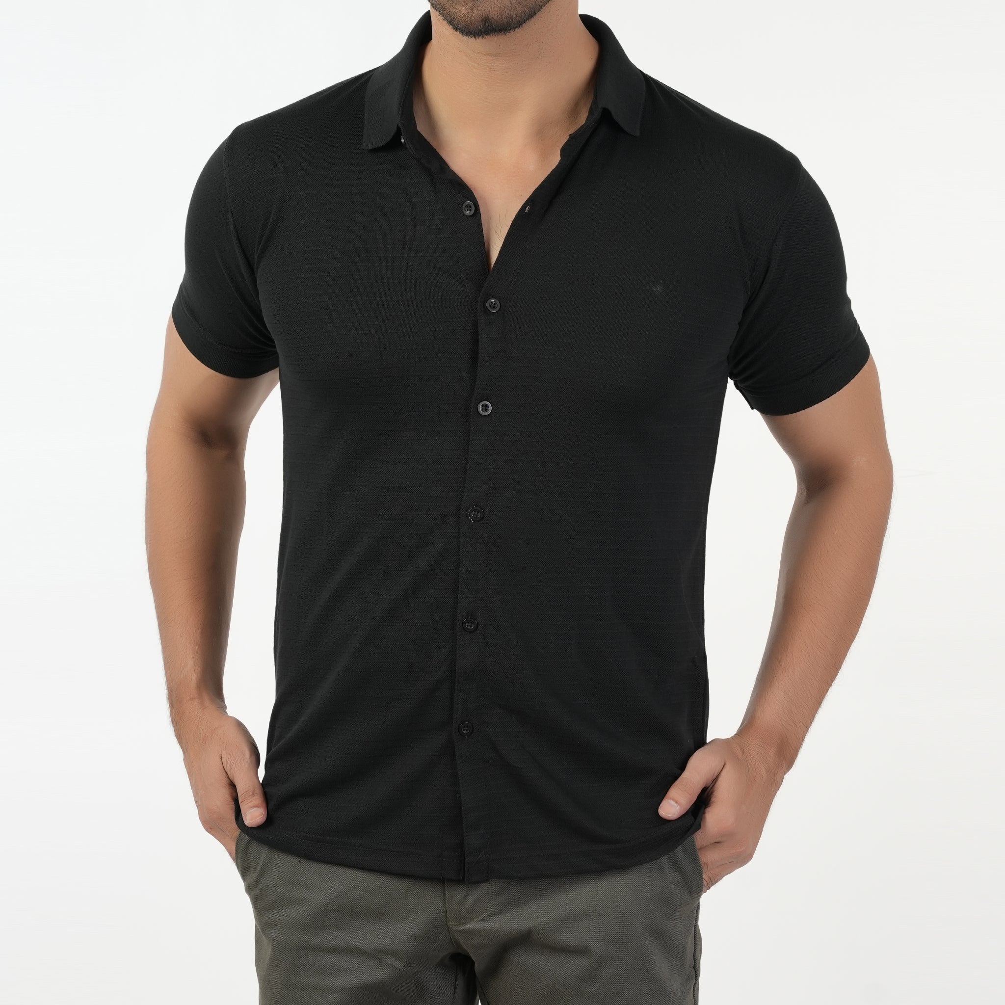 Eminent Men's Half Sleeves Polo Front Open Shirt - Black, Men's Shirts, Eminent, Chase Value