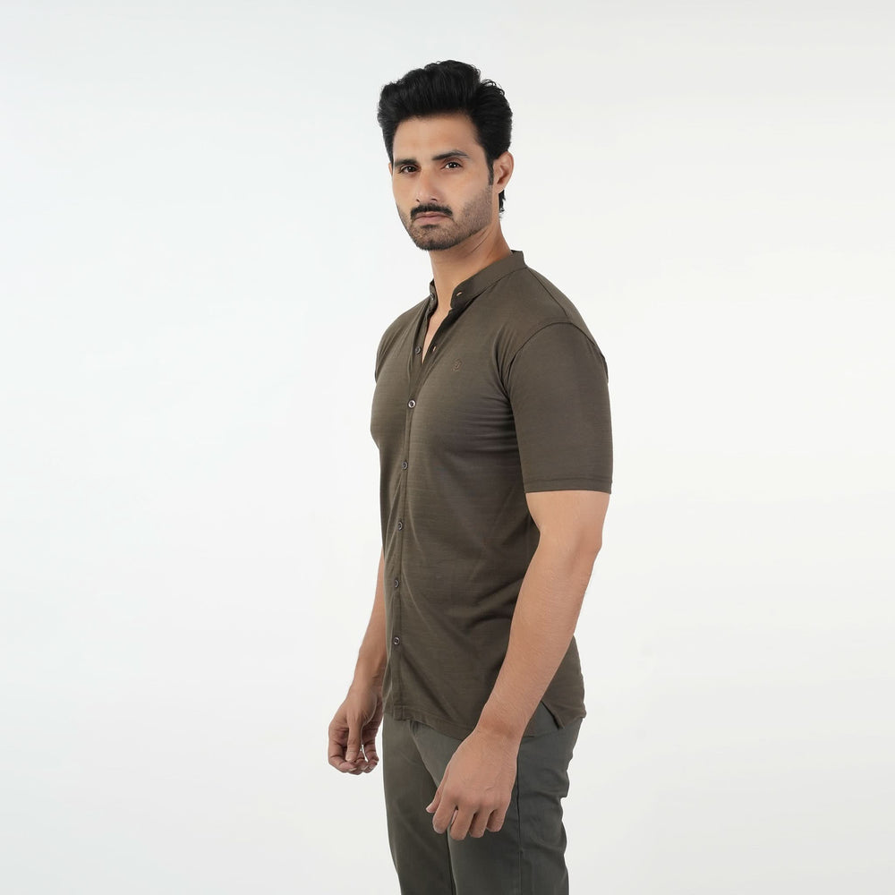 Eminent Men's Half Sleeves Sherwani Collar Front Open T-Shirt - Olive, Men's T-Shirts & Polos, Eminent, Chase Value