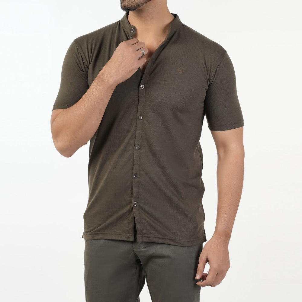 Eminent Men's Half Sleeves Sherwani Collar Front Open T-Shirt - Olive, Men's T-Shirts & Polos, Eminent, Chase Value