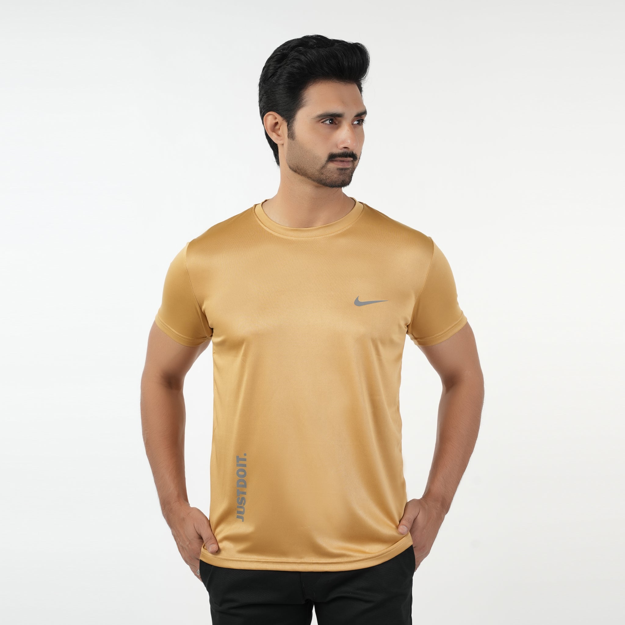 Men's Half Sleeves Round Neck T-Shirt - Camel, Men's T-Shirts & Polos, Chase Value, Chase Value