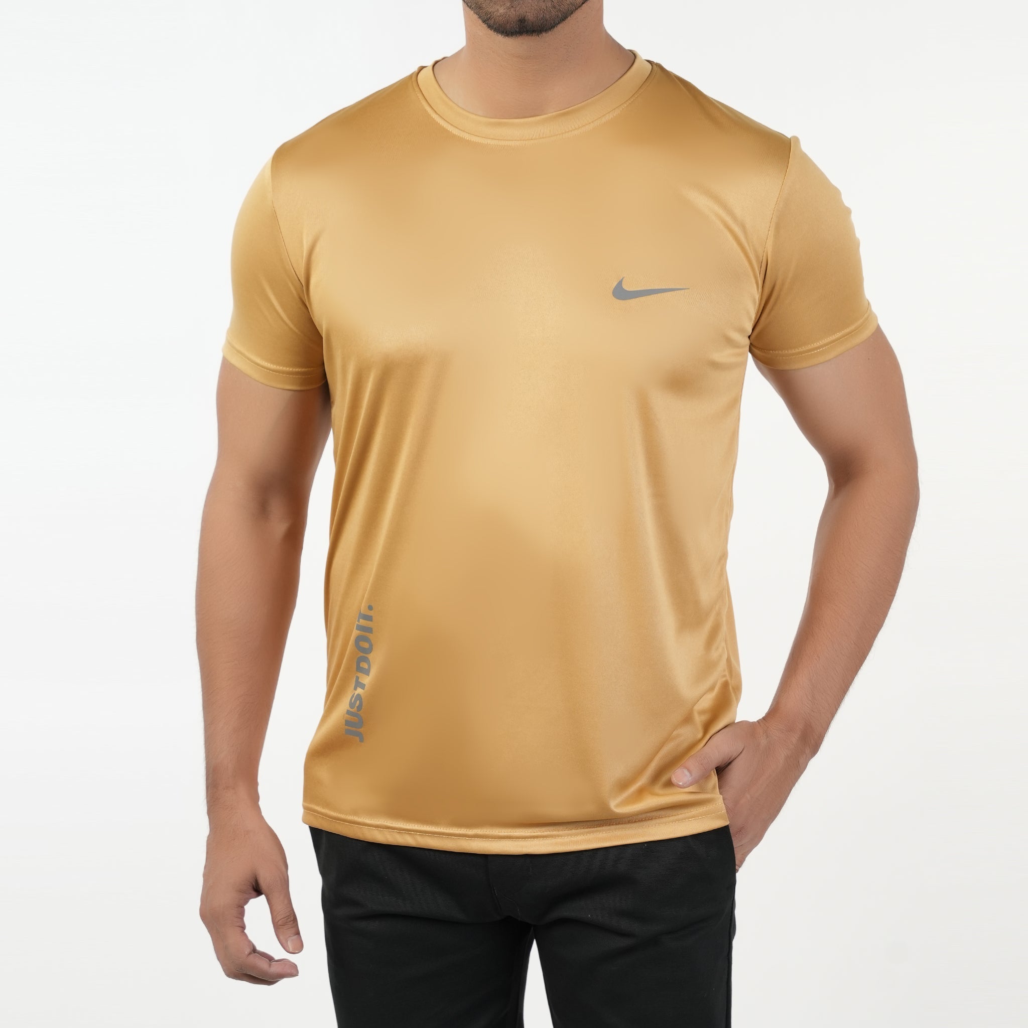 Men's Half Sleeves Round Neck T-Shirt - Camel, Men's T-Shirts & Polos, Chase Value, Chase Value