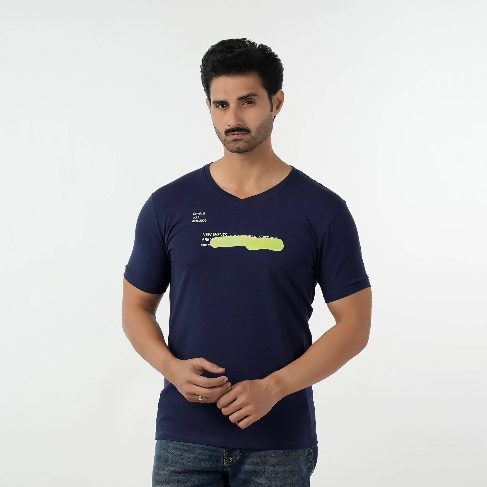 Eminent Men's Round Neck Half Sleeves Printed T-Shirt - Navy Blue, Men's T-Shirts & Polos, Eminent, Chase Value