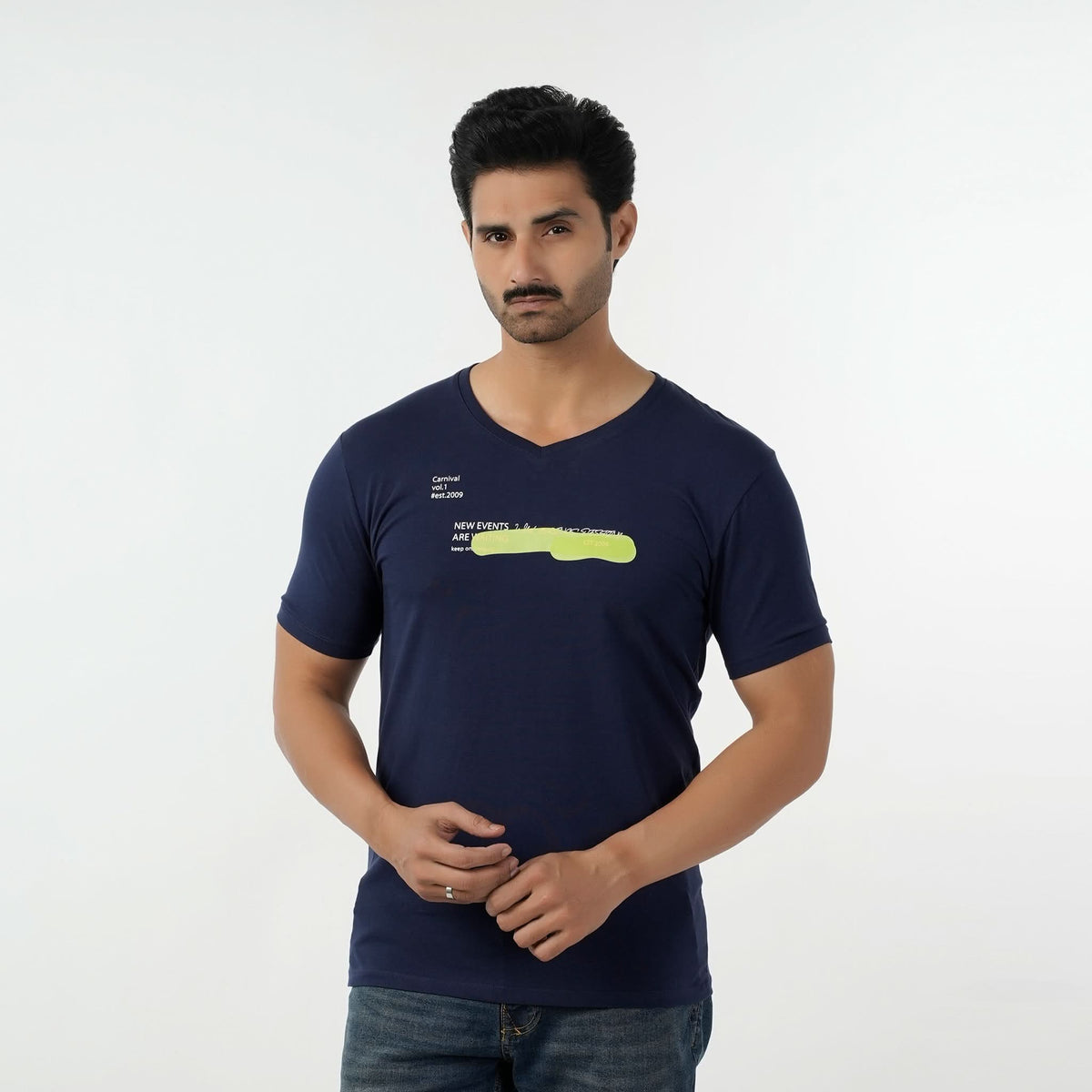Eminent Men's Round Neck Half Sleeves Printed T-Shirt - Navy Blue, Men's T-Shirts & Polos, Eminent, Chase Value