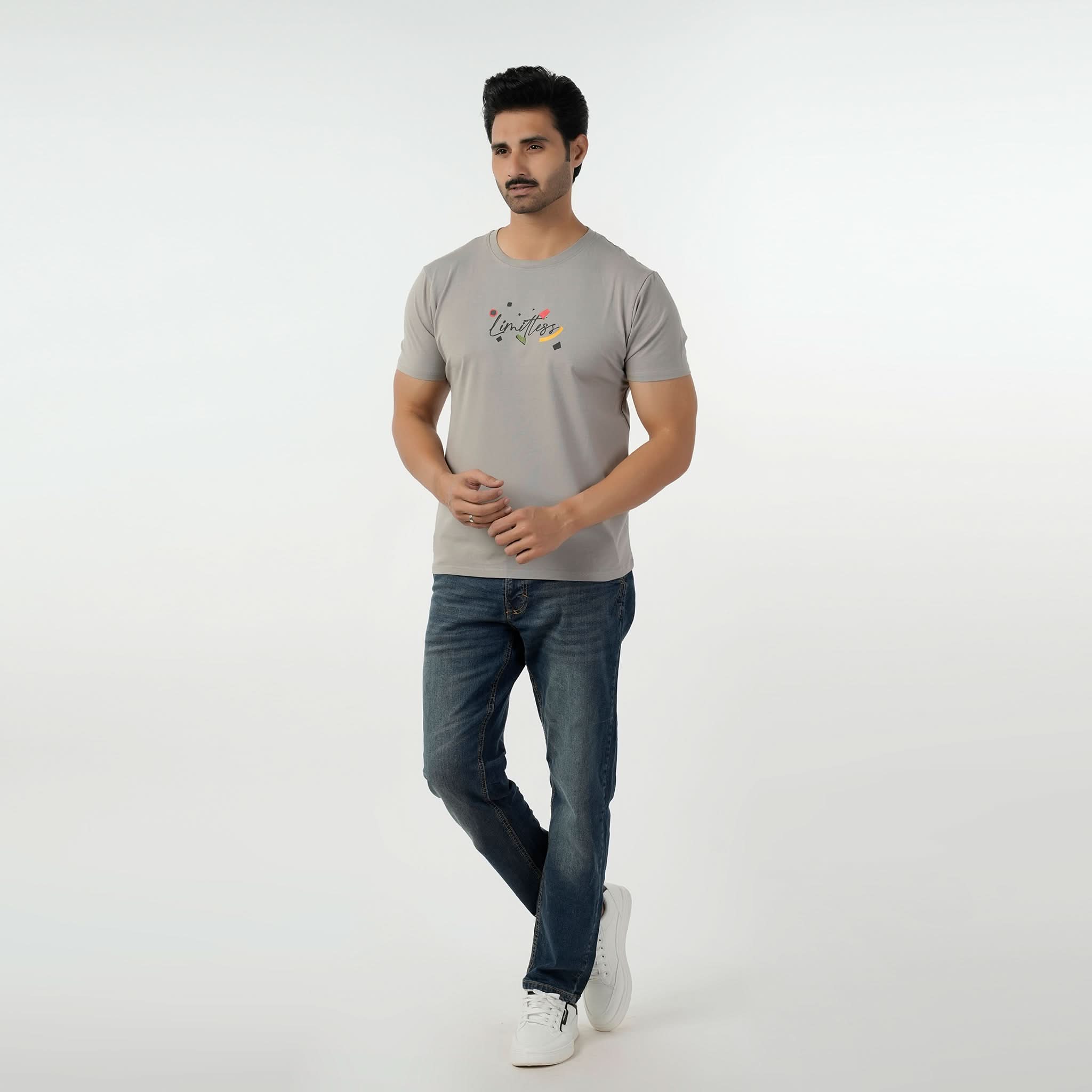 Eminent Men's Round Neck Half Sleeves Printed T-Shirt - Ash Grey, Men's T-Shirts & Polos, Eminent, Chase Value