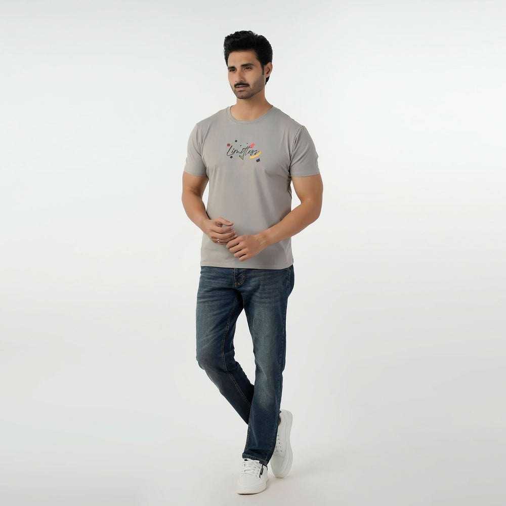 Eminent Men's Round Neck Half Sleeves Printed T-Shirt - Ash Grey, Men's T-Shirts & Polos, Eminent, Chase Value