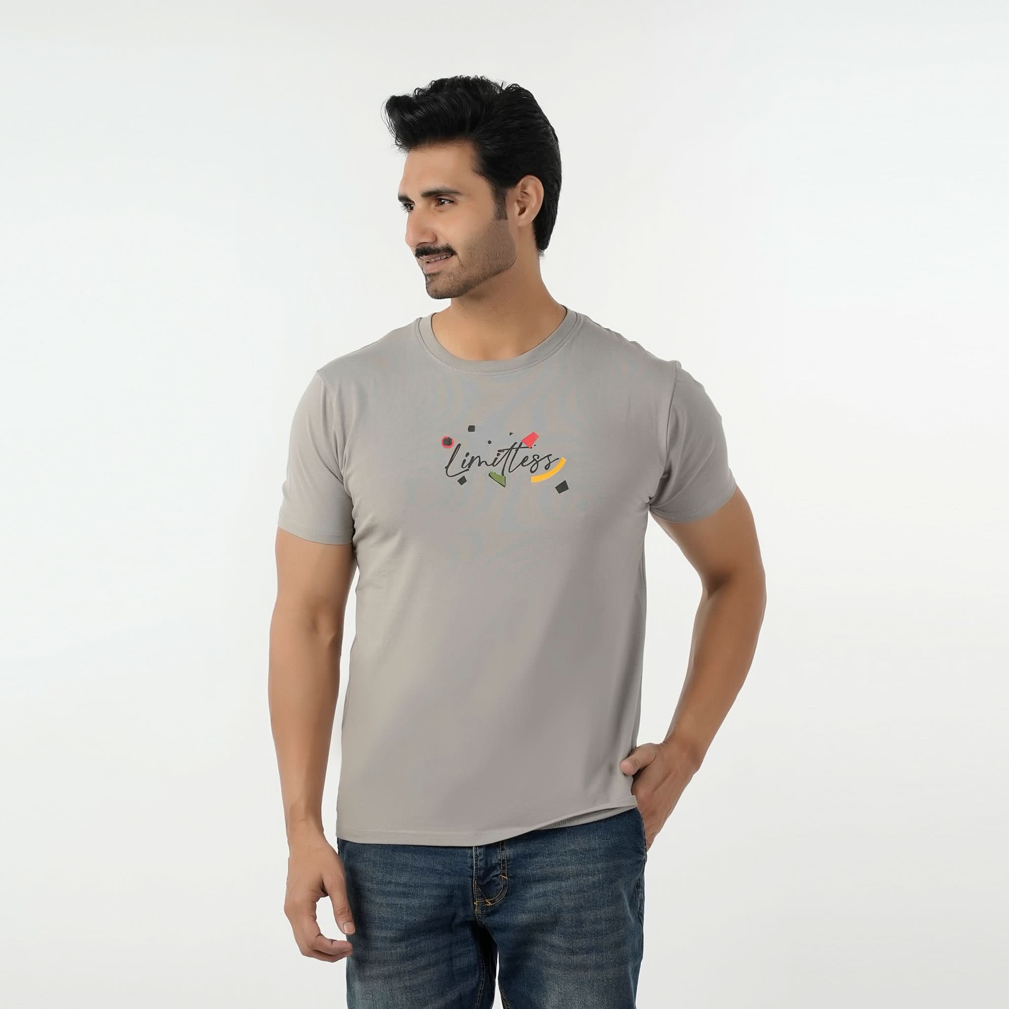 Eminent Men's Round Neck Half Sleeves Printed T-Shirt - Ash Grey, Men's T-Shirts & Polos, Eminent, Chase Value