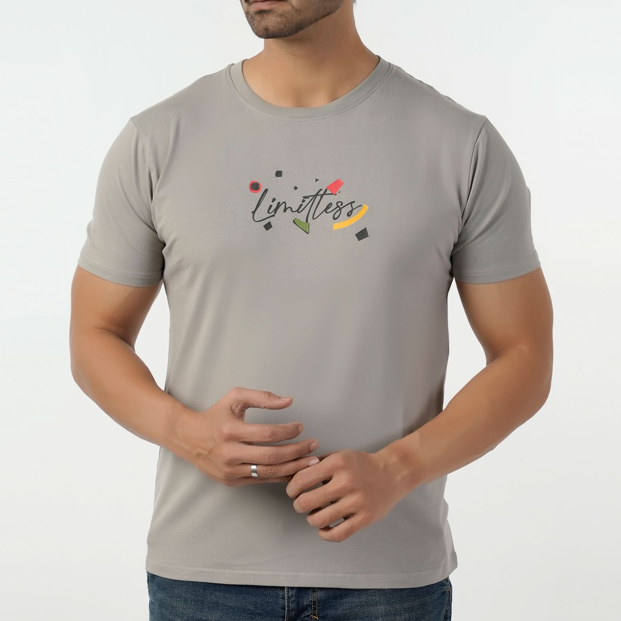 Eminent Men's Round Neck Half Sleeves Printed T-Shirt - Ash Grey, Men's T-Shirts & Polos, Eminent, Chase Value