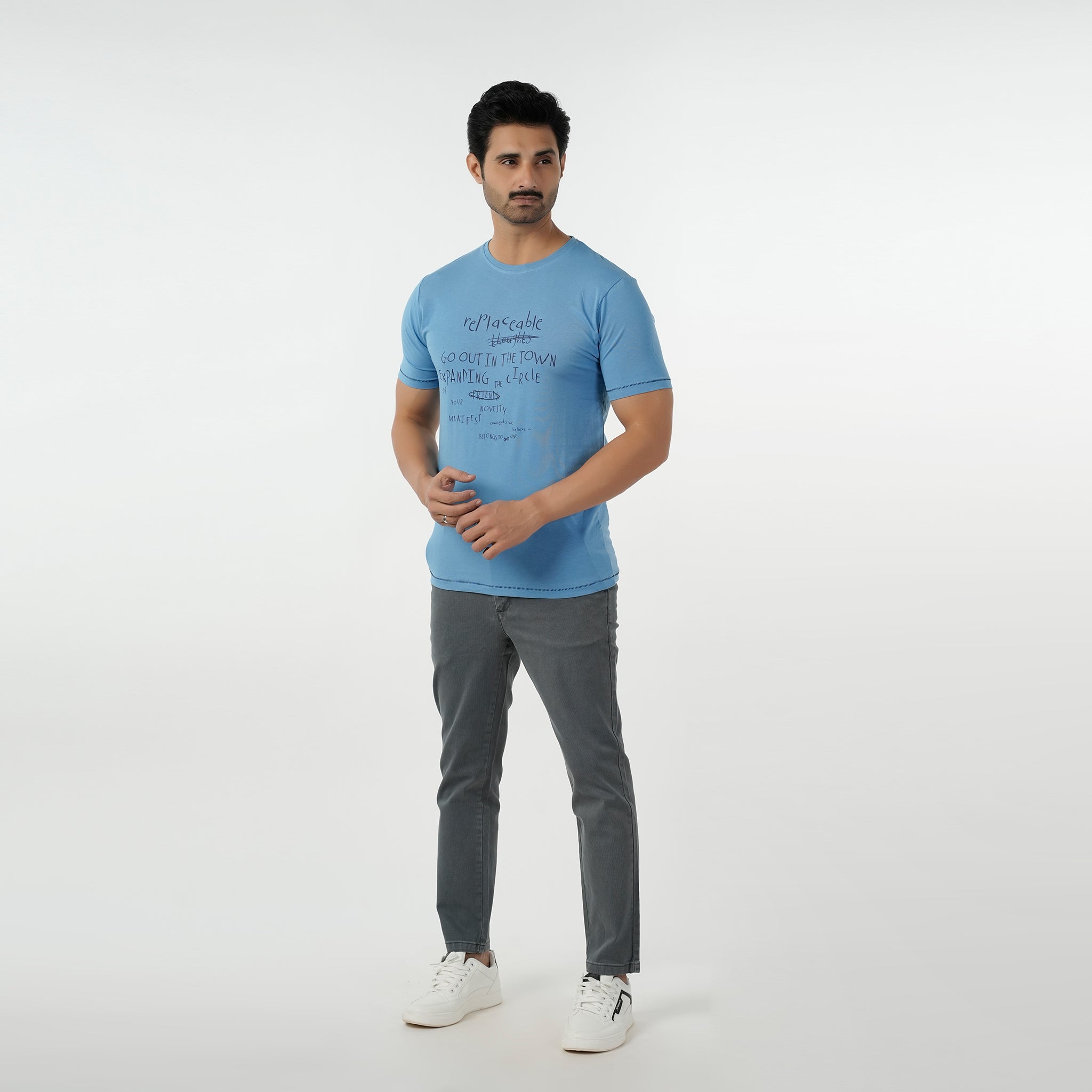 Eminent Men's Round Neck Half Sleeves Printed T-Shirt - Blue, Men's T-Shirts & Polos, Eminent, Chase Value