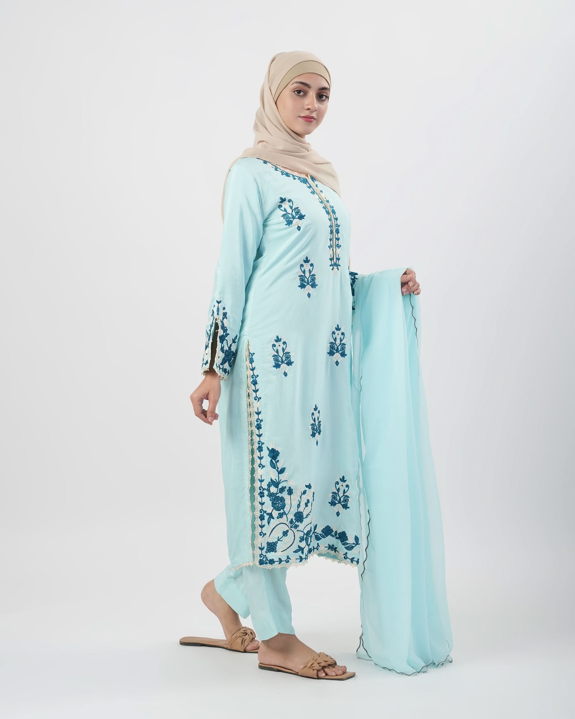 Valuables Women’s Embroidered Raw Silk 3Pcs Suit, Women Shalwar Suits, Valuables, Chase Value
