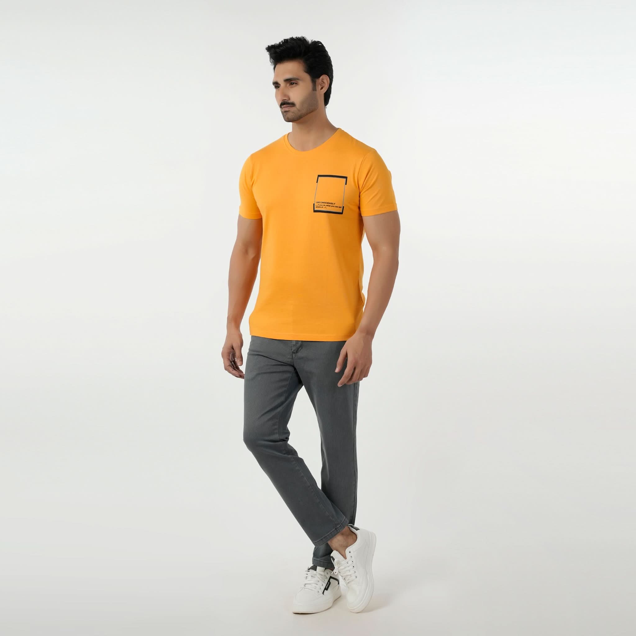 Eminent Men's Round Neck Half Sleeves Printed T-Shirt - Yellow, Men's T-Shirts & Polos, Eminent, Chase Value