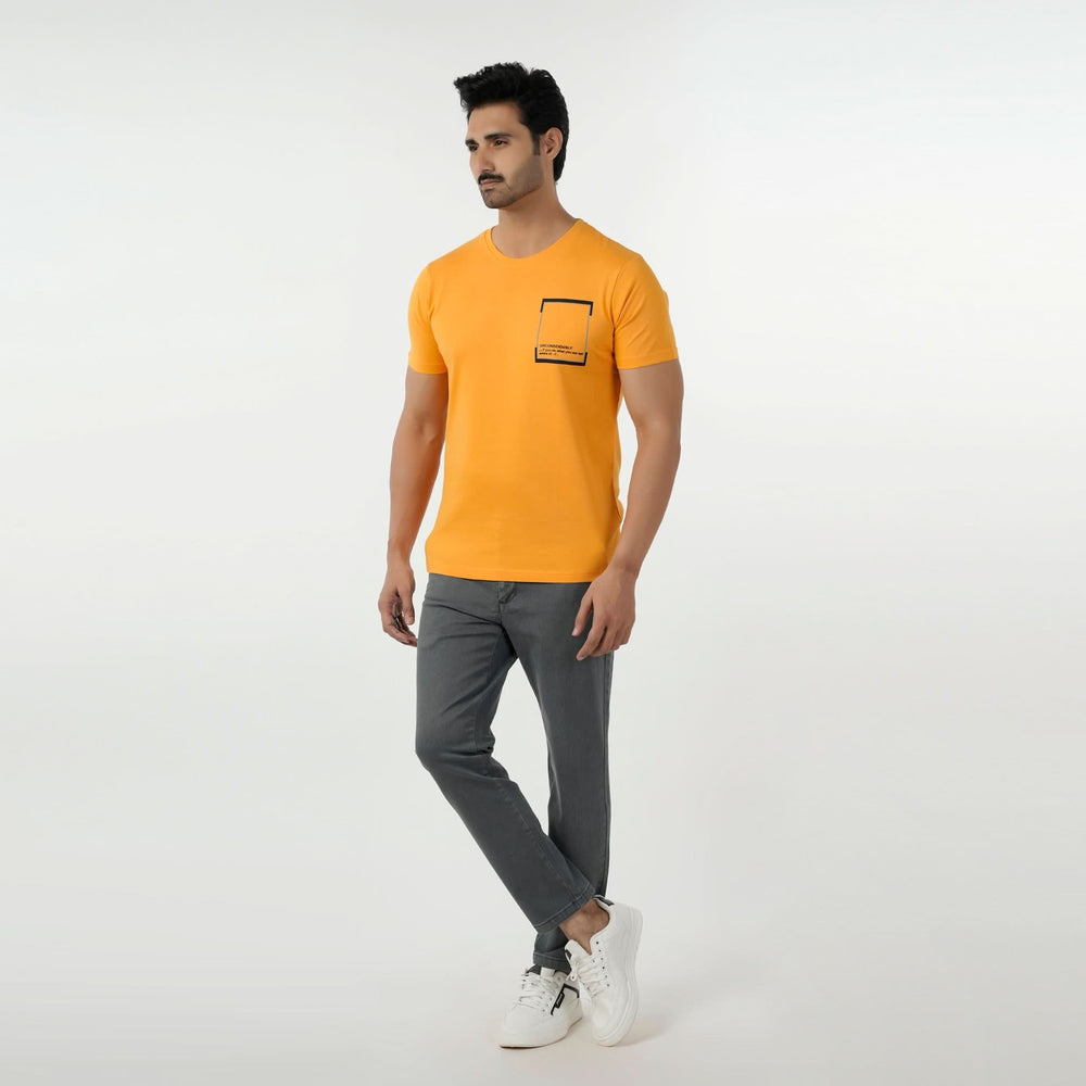 Eminent Men's Round Neck Half Sleeves Printed T-Shirt - Yellow, Men's T-Shirts & Polos, Eminent, Chase Value