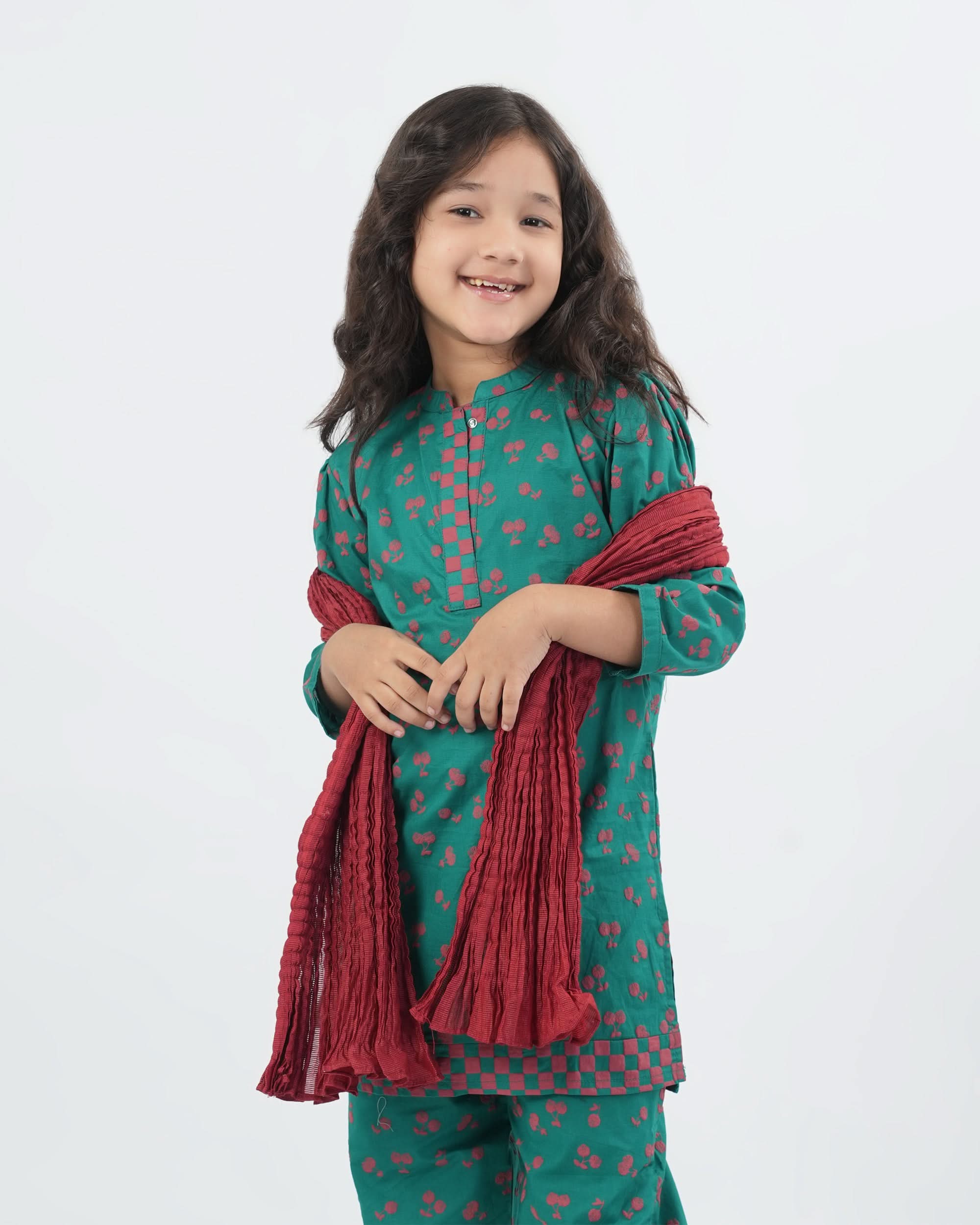 Eminent Girls 03 Pcs Suit - Green, Girls Shalwar Kameez, Eminent, Chase Value