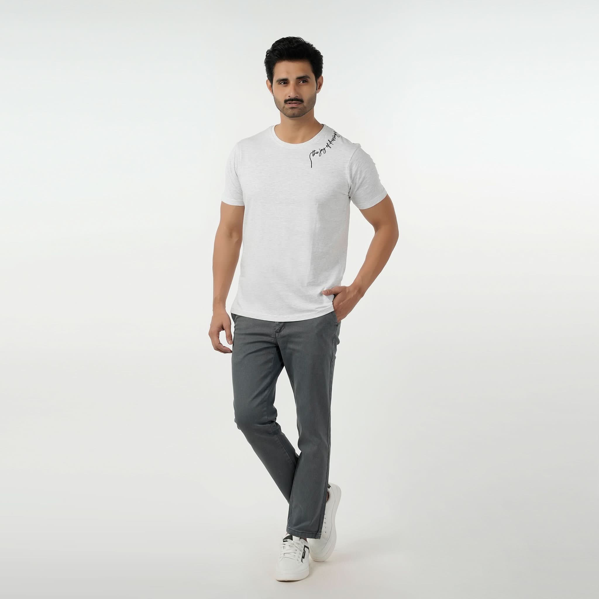 Eminent Men's Round Neck Half Sleeves Printed T-Shirt - Oatmeal, Men's T-Shirts & Polos, Eminent, Chase Value