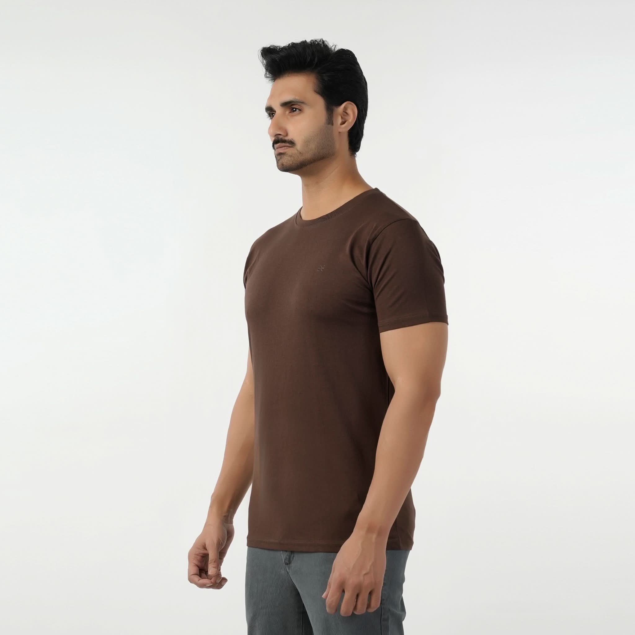 Eminent Men's Round Neck Half Sleeves T-Shirt - Brown, Men's T-Shirts & Polos, Eminent, Chase Value
