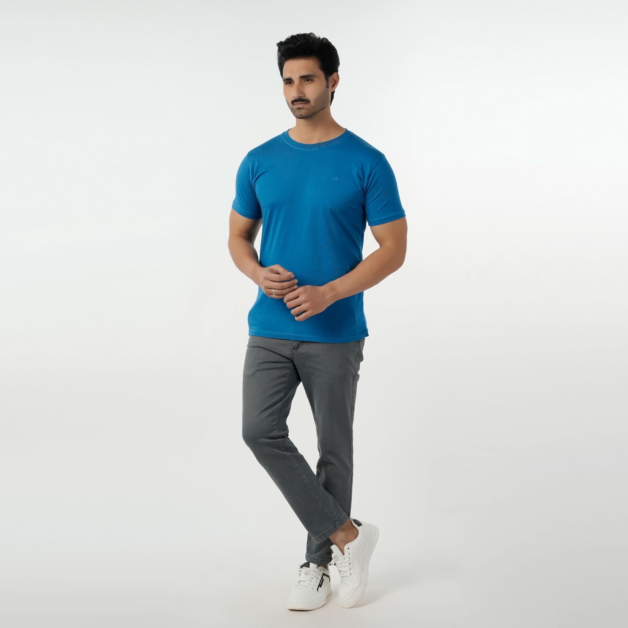 Eminent Men's Round Neck Half Sleeves T-Shirt - Mid Blue, Men's T-Shirts & Polos, Eminent, Chase Value