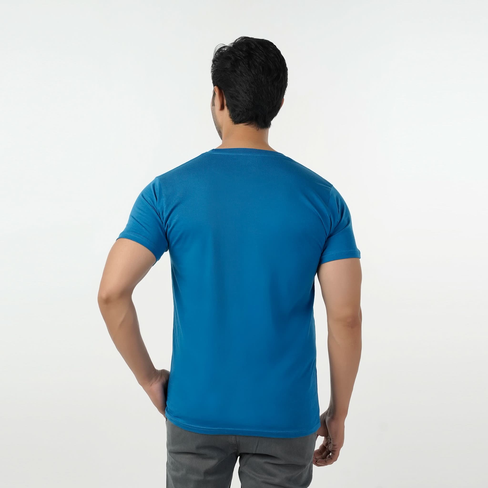 Eminent Men's Round Neck Half Sleeves T-Shirt - Mid Blue, Men's T-Shirts & Polos, Eminent, Chase Value