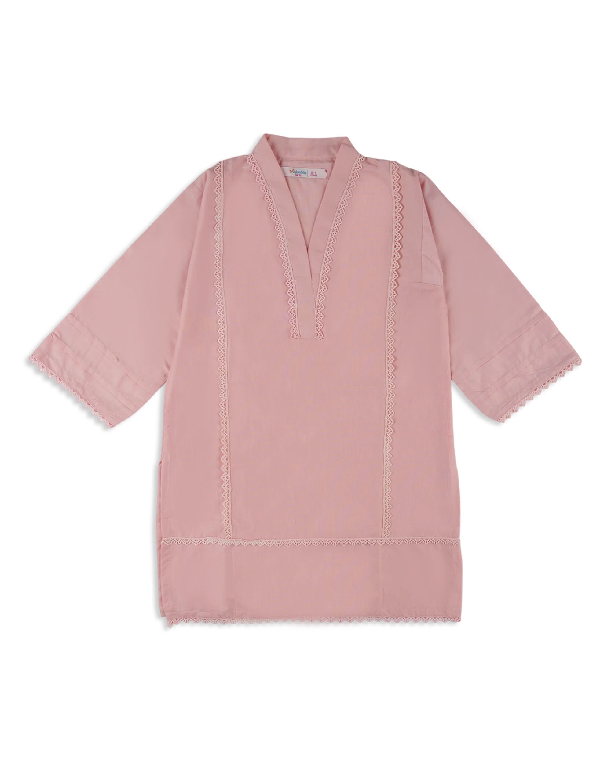 Girls Dyed 2 Pcs Suit - Pink, Girls Co-Ord Suit, Chase Value, Chase Value