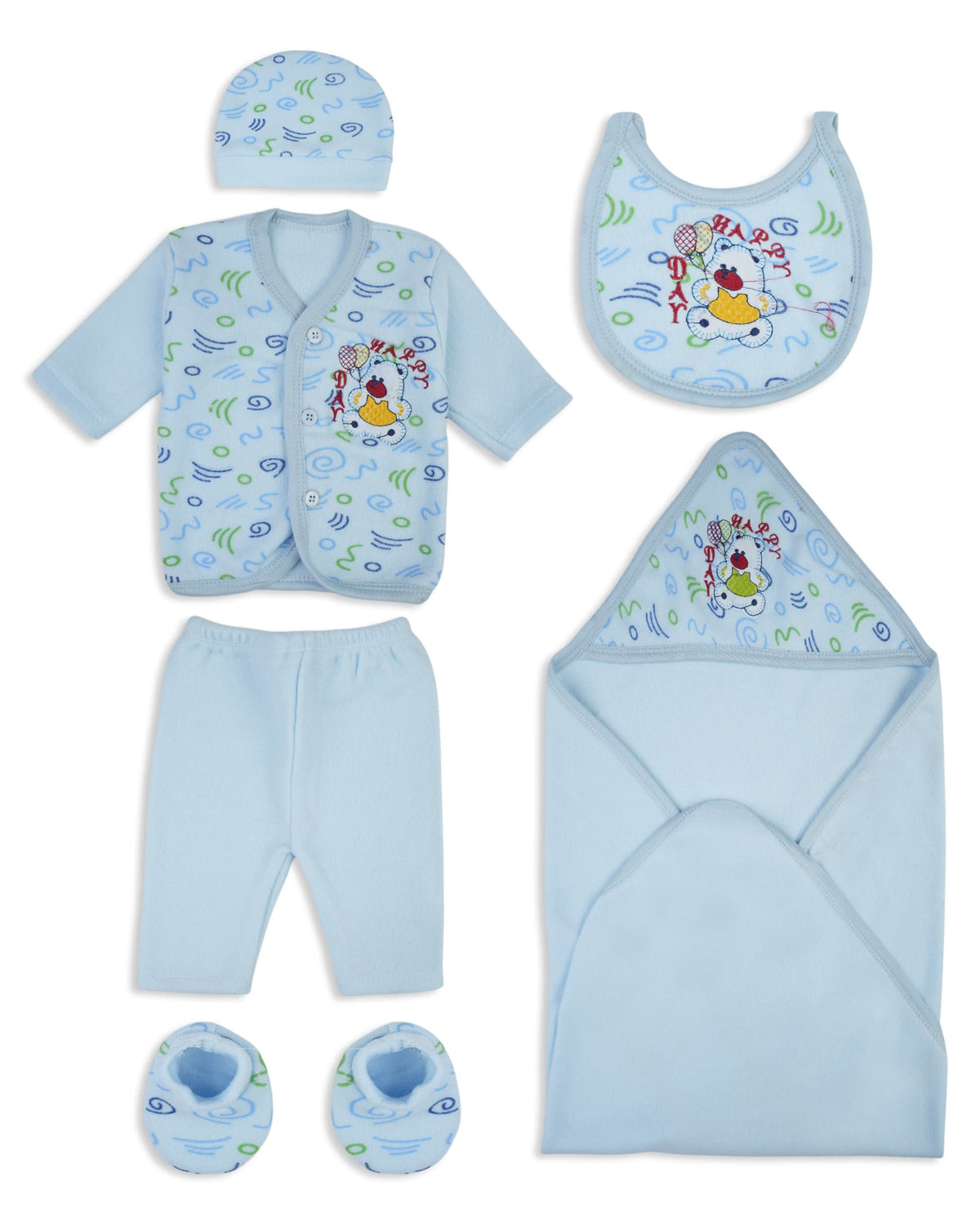Valuables Newborn 6-Piece Wrapping Sheet Set – Bear, Newborn Gift Set, Chase Value, Chase Value