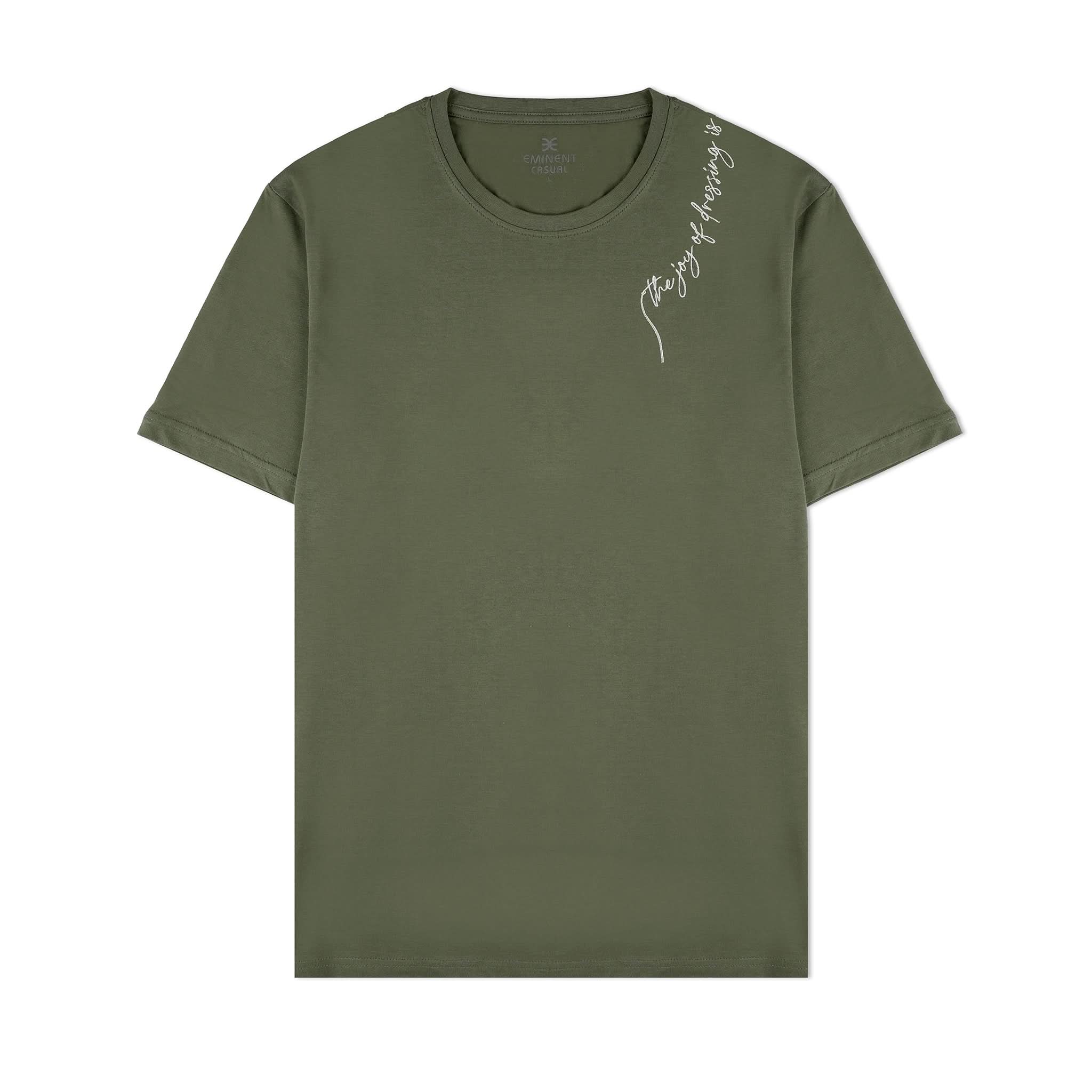 Eminent Men's Round Neck Half Sleeves Printed T-Shirt - Olive Green, Men's T-Shirts & Polos, Eminent, Chase Value