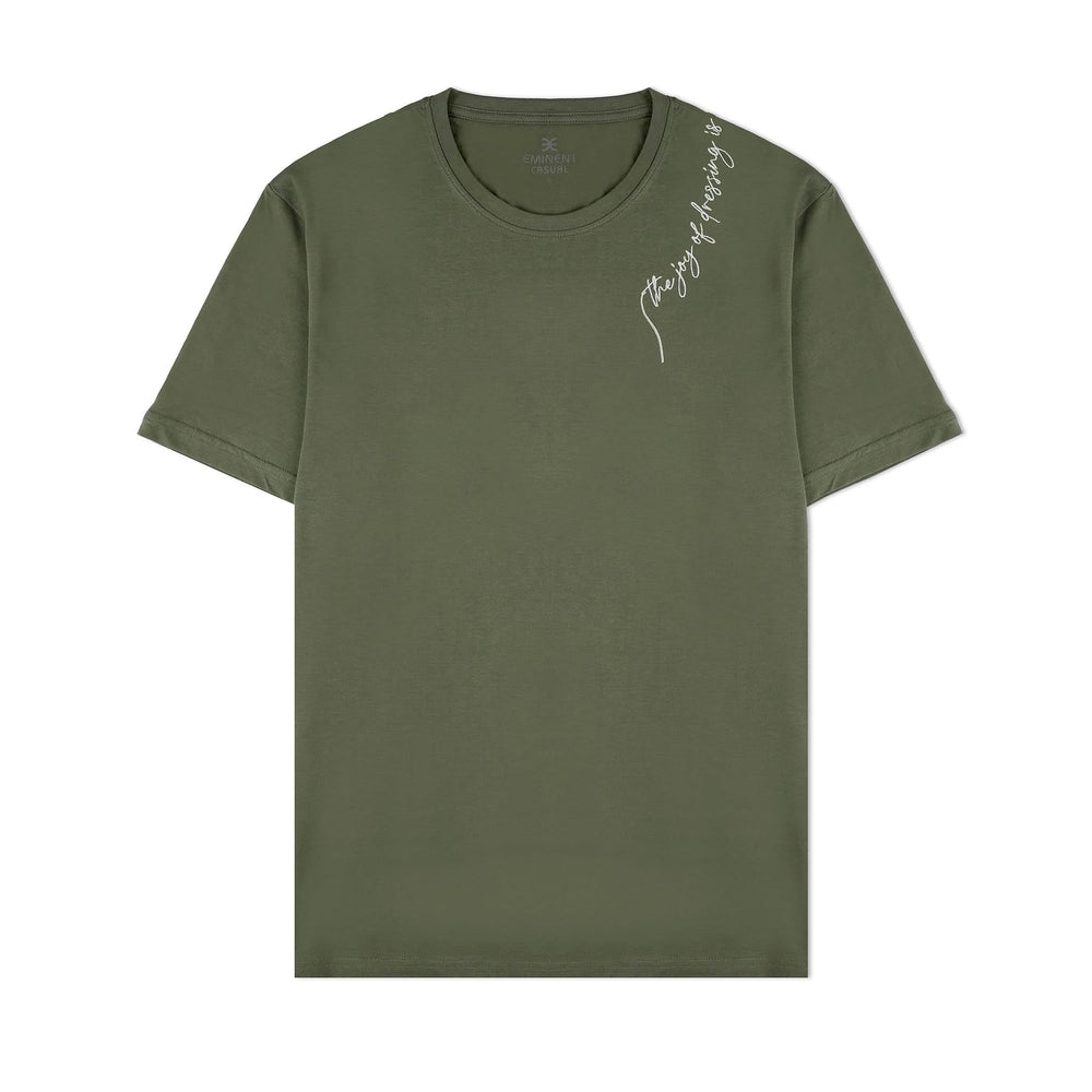Eminent Men's Round Neck Half Sleeves Printed T-Shirt - Olive Green, Men's T-Shirts & Polos, Eminent, Chase Value