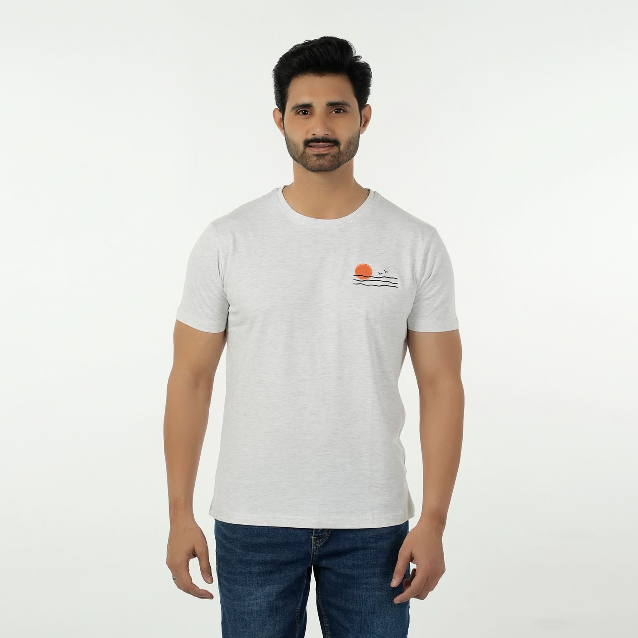 Eminent Men's Round Neck Half Sleeves Printed T-Shirt - Oatmeal, Men's T-Shirts & Polos, Eminent, Chase Value