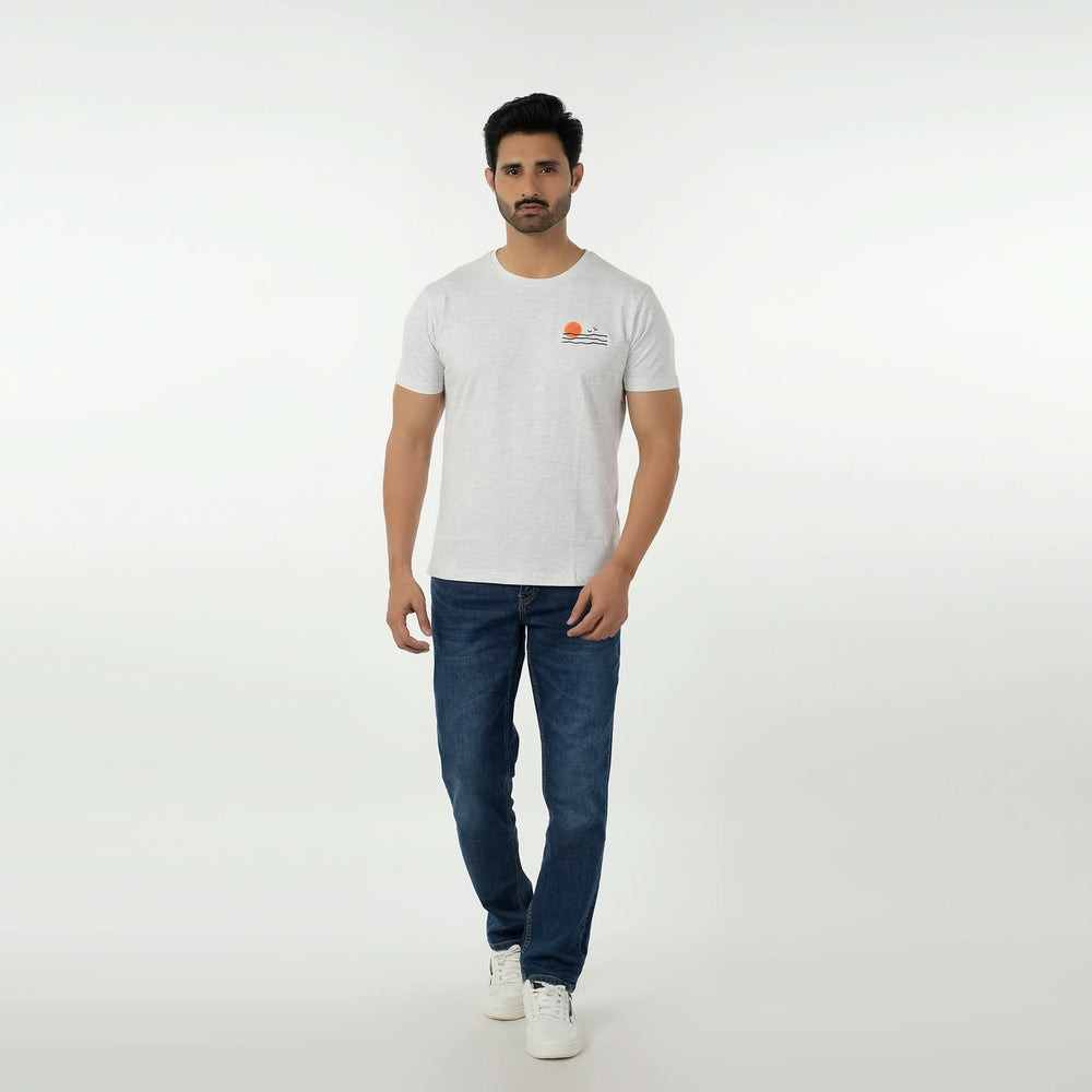 Eminent Men's Round Neck Half Sleeves Printed T-Shirt - Oatmeal, Men's T-Shirts & Polos, Eminent, Chase Value
