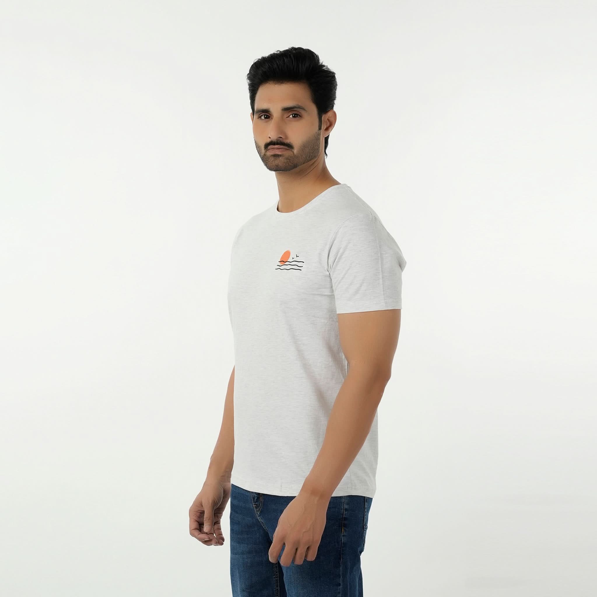 Eminent Men's Round Neck Half Sleeves Printed T-Shirt - Oatmeal, Men's T-Shirts & Polos, Eminent, Chase Value