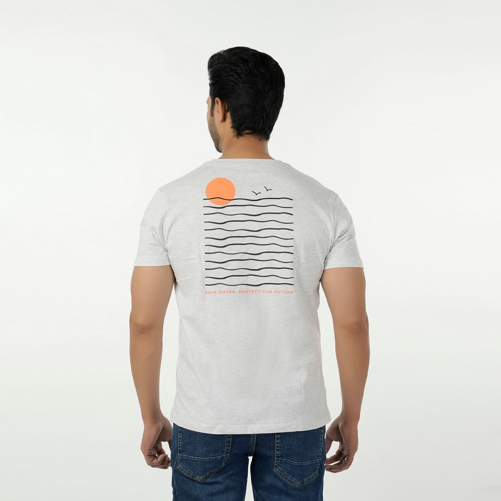 Eminent Men's Round Neck Half Sleeves Printed T-Shirt - Oatmeal, Men's T-Shirts & Polos, Eminent, Chase Value