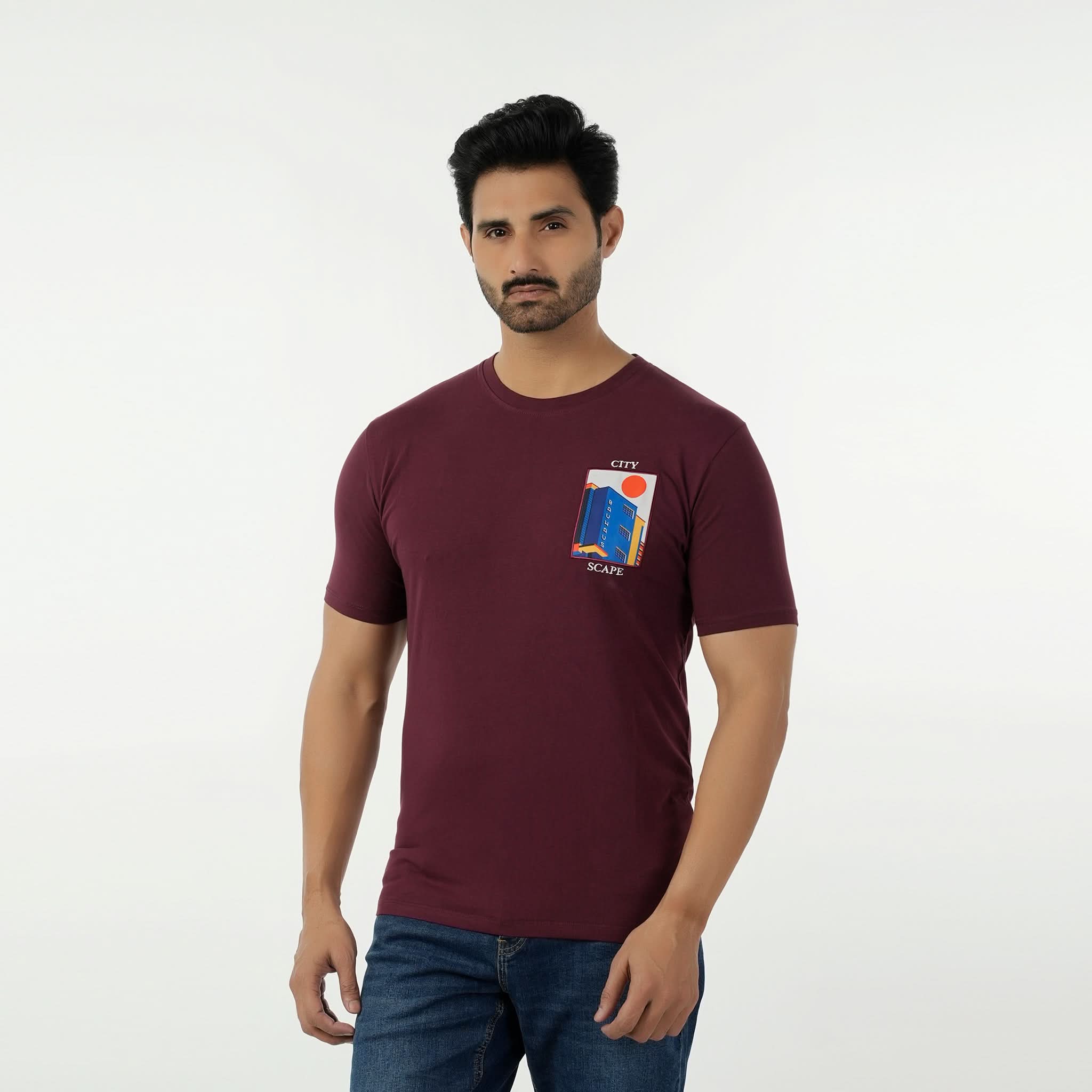 Eminent Men's Round Neck Half Sleeves Printed T-Shirt - Maroon, Men's T-Shirts & Polos, Eminent, Chase Value